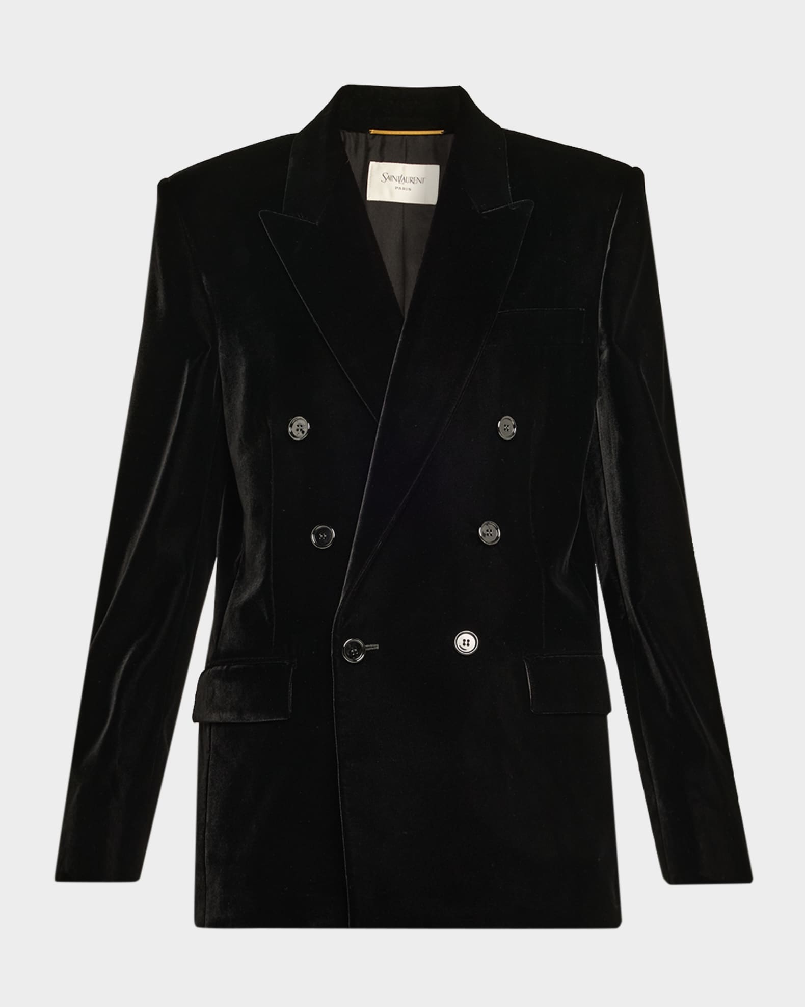 Saint Laurent Velvet Double-Breasted Blazer | Neiman Marcus