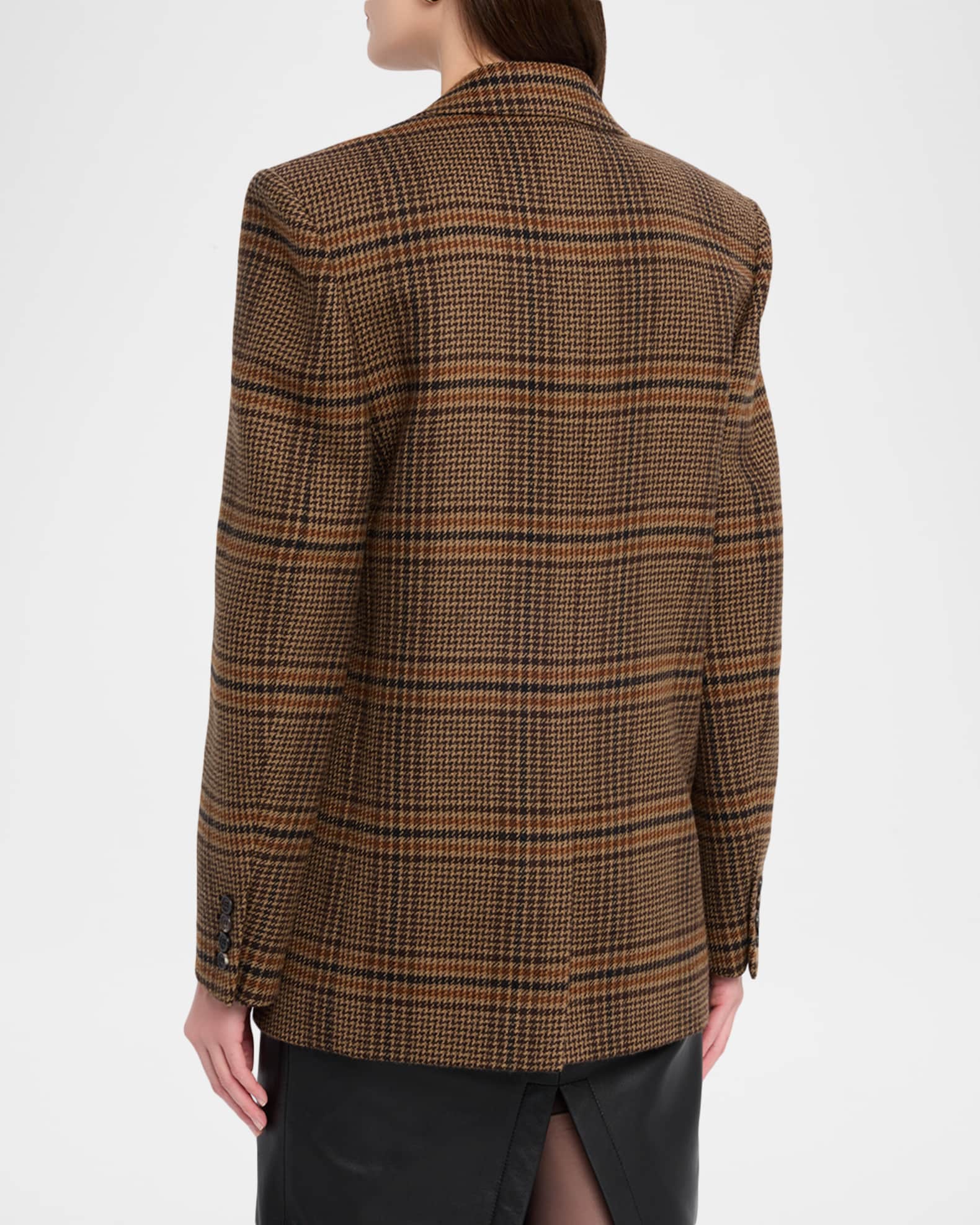 Saint Laurent Oversized Check Single-Breasted Blazer Jacket