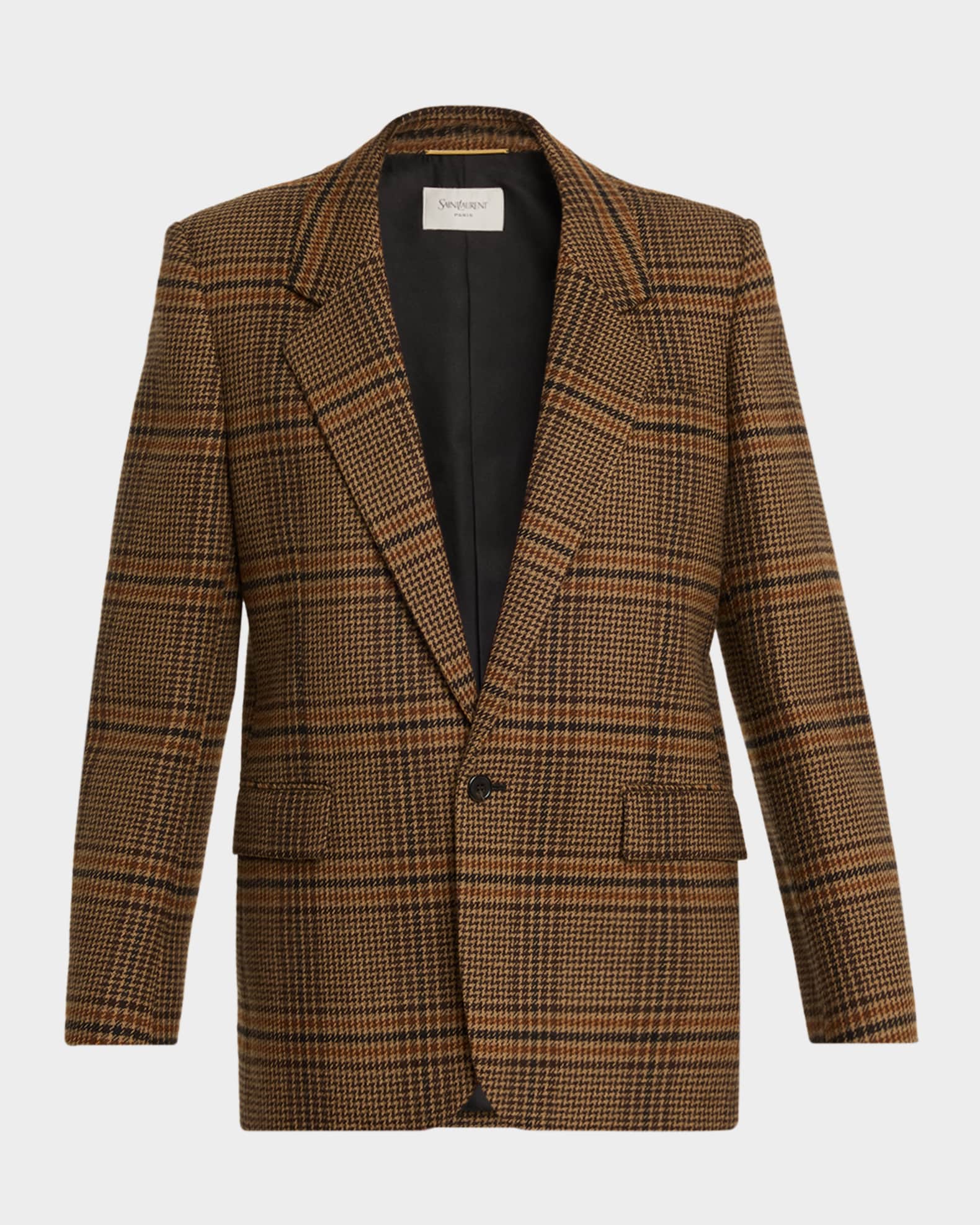 Saint Laurent Oversized Check Single-Breasted Blazer Jacket