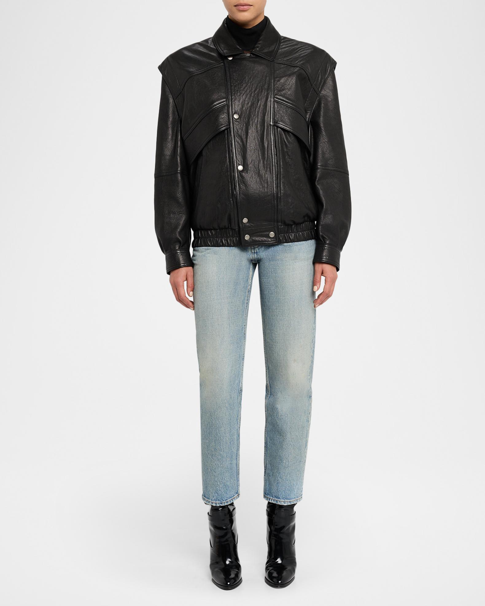 Saint Laurent Leather Bomber Jacket | Neiman Marcus