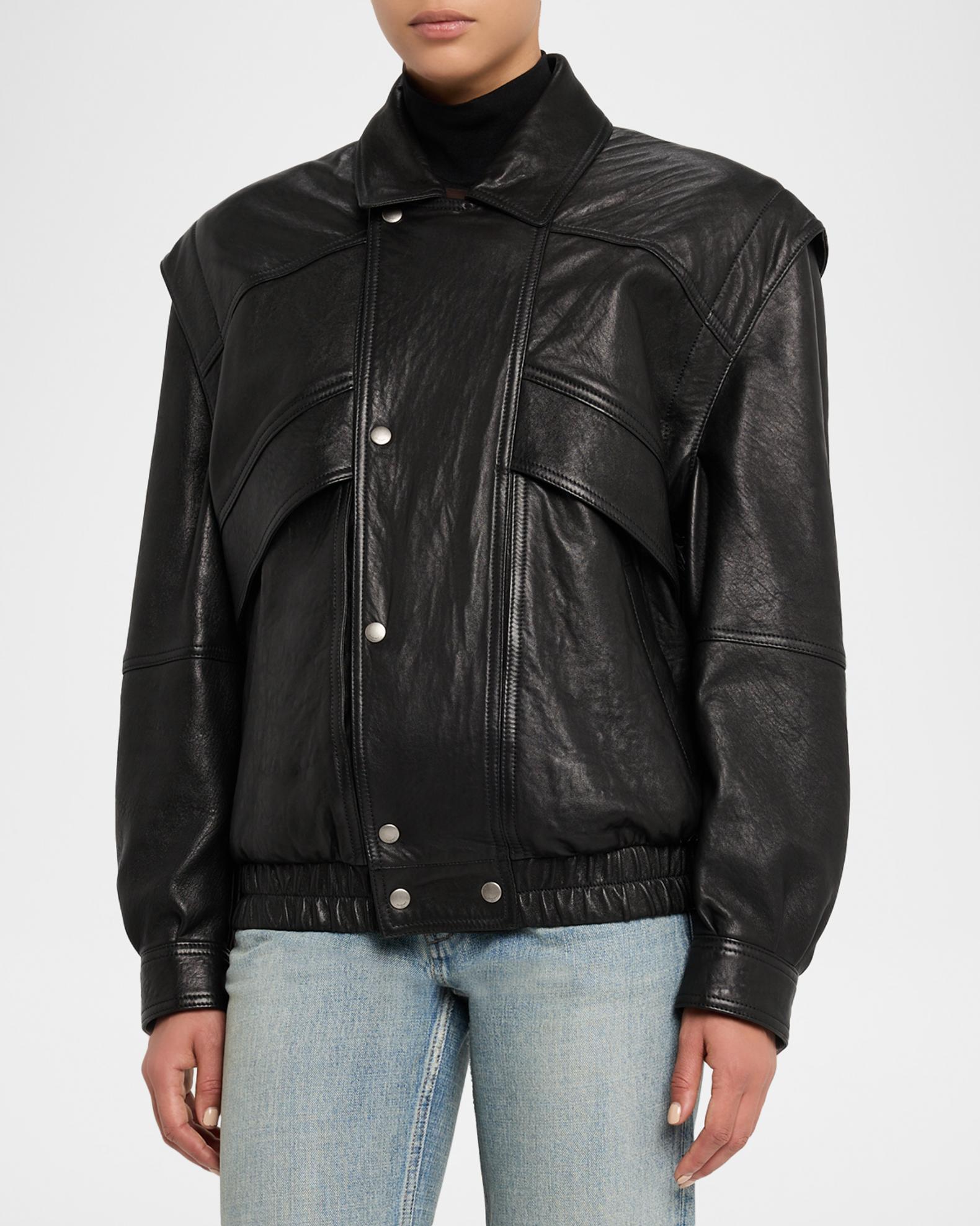 Saint Laurent Leather Bomber Jacket | Neiman Marcus