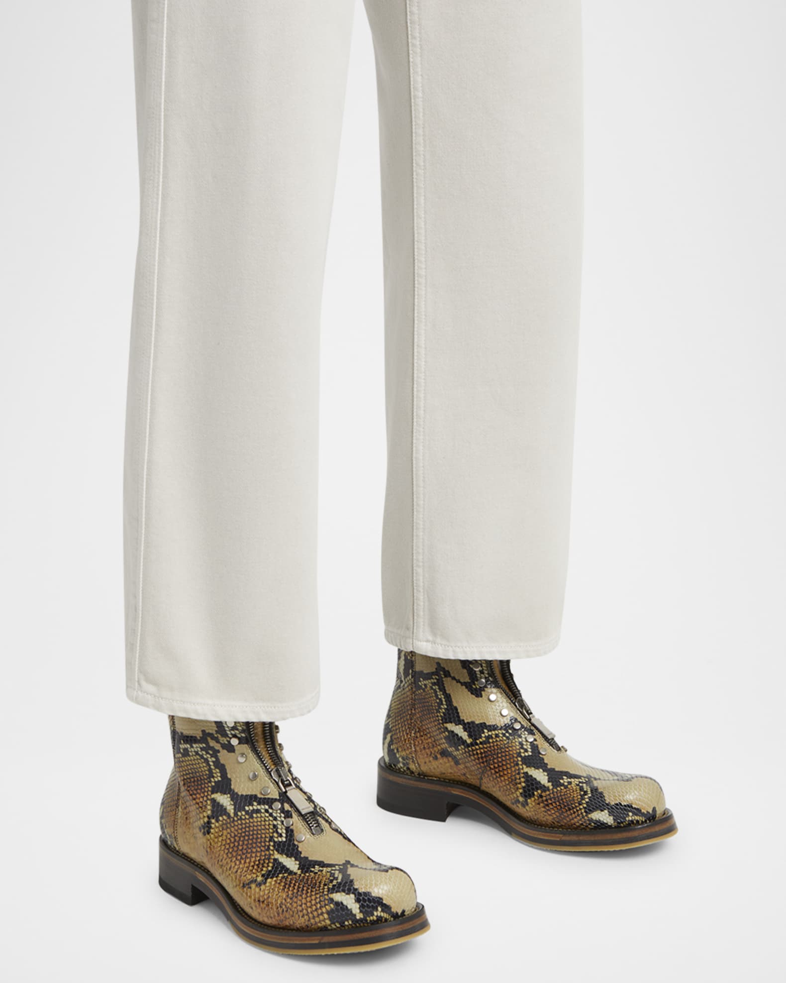 Men's Snake-Effect Leather Zip-Up Boots 1