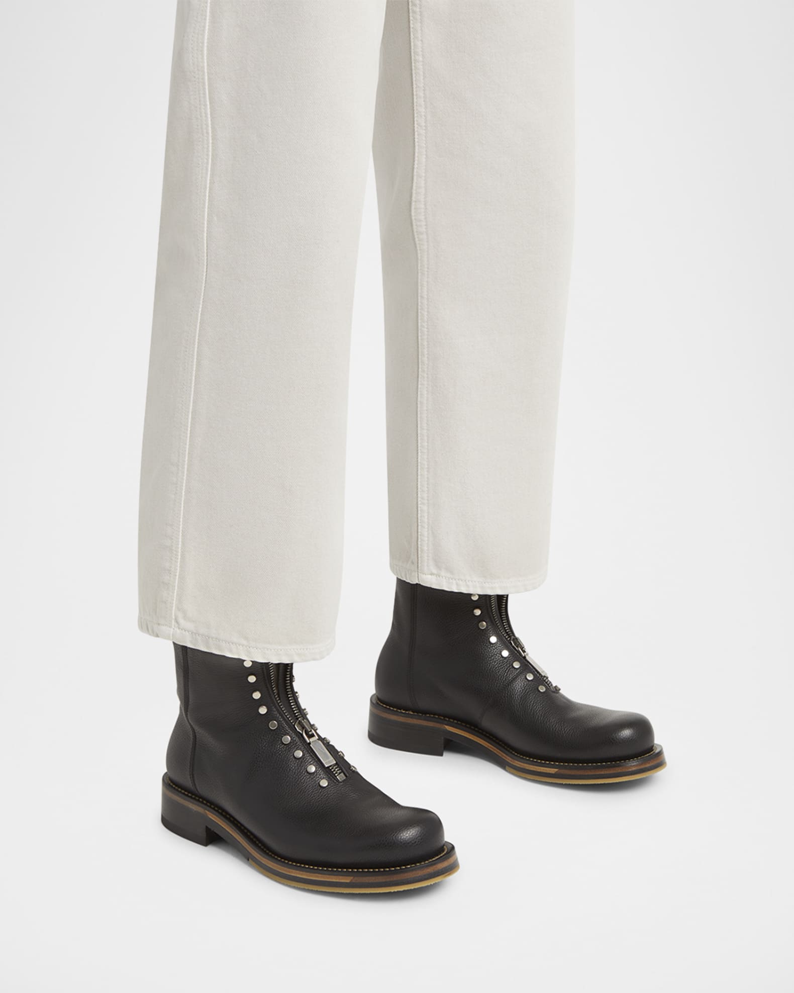 Men's Grained Leather Zip-Up Boots 1