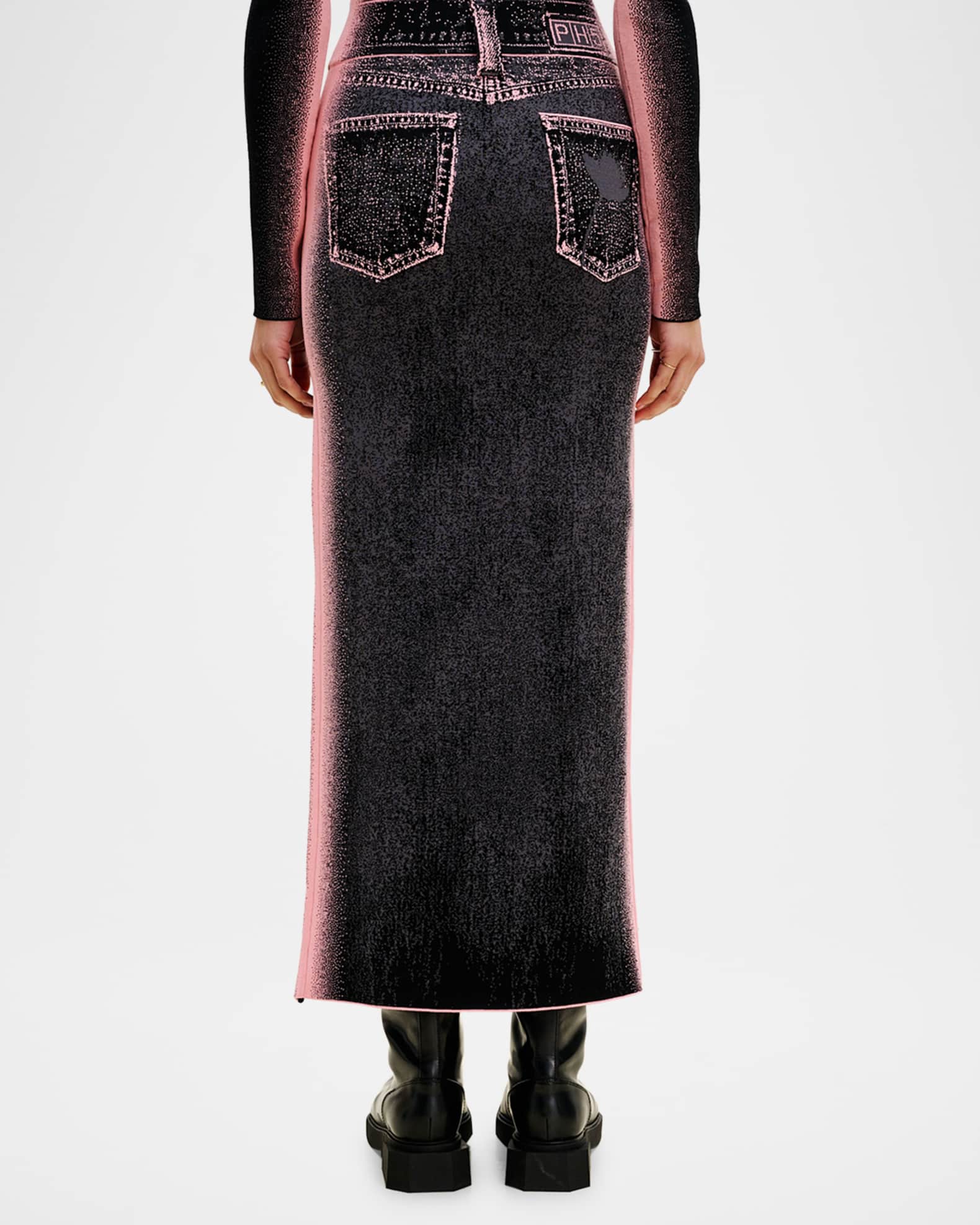Lily Wavy Denim Maxi Skirt 1