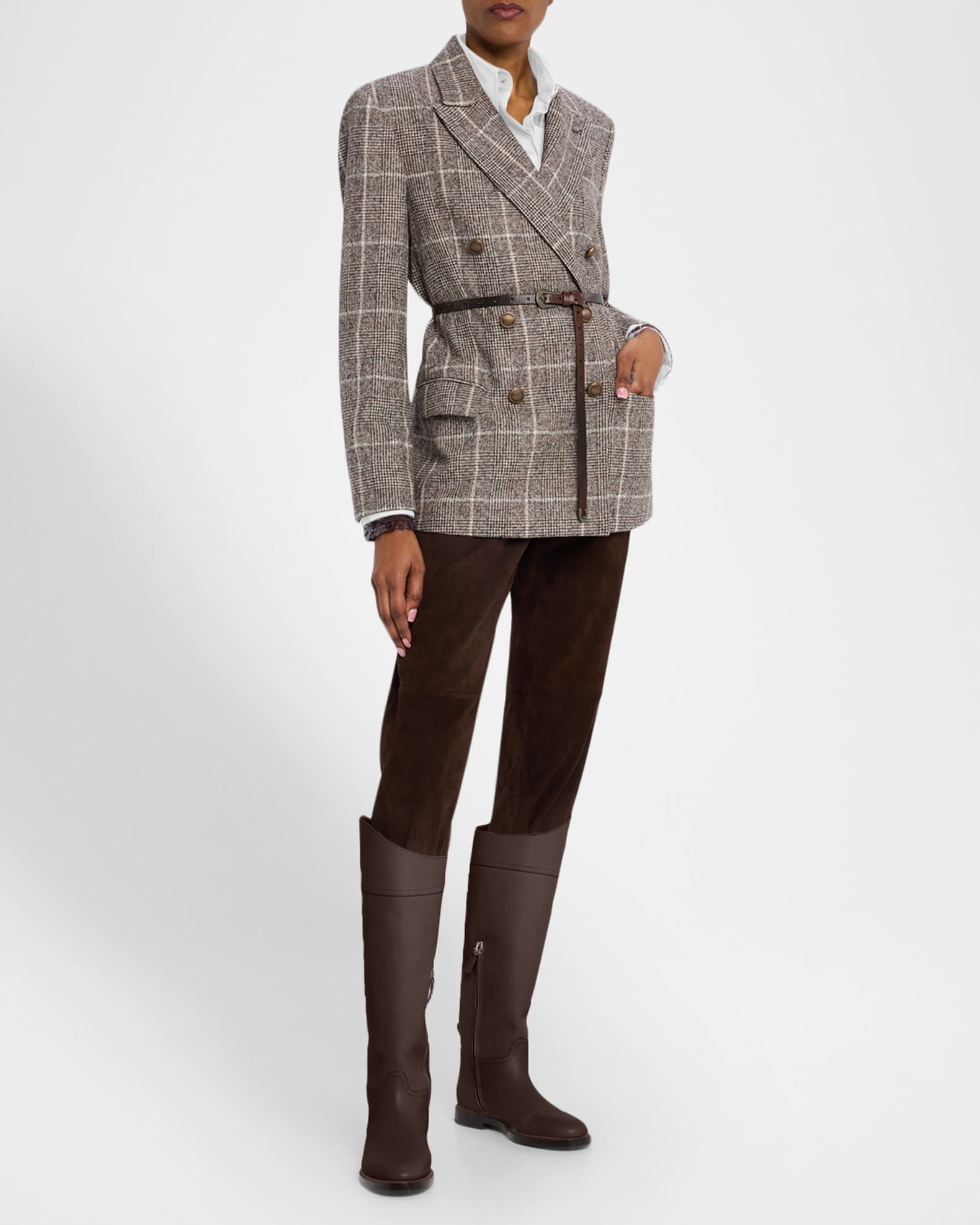 ジャケット BRUNELLO CUCINELLI DOUBLE-BREASTED JACKET IN BLEND Brunello Cucinelli Linen blend double-breasted jacket with