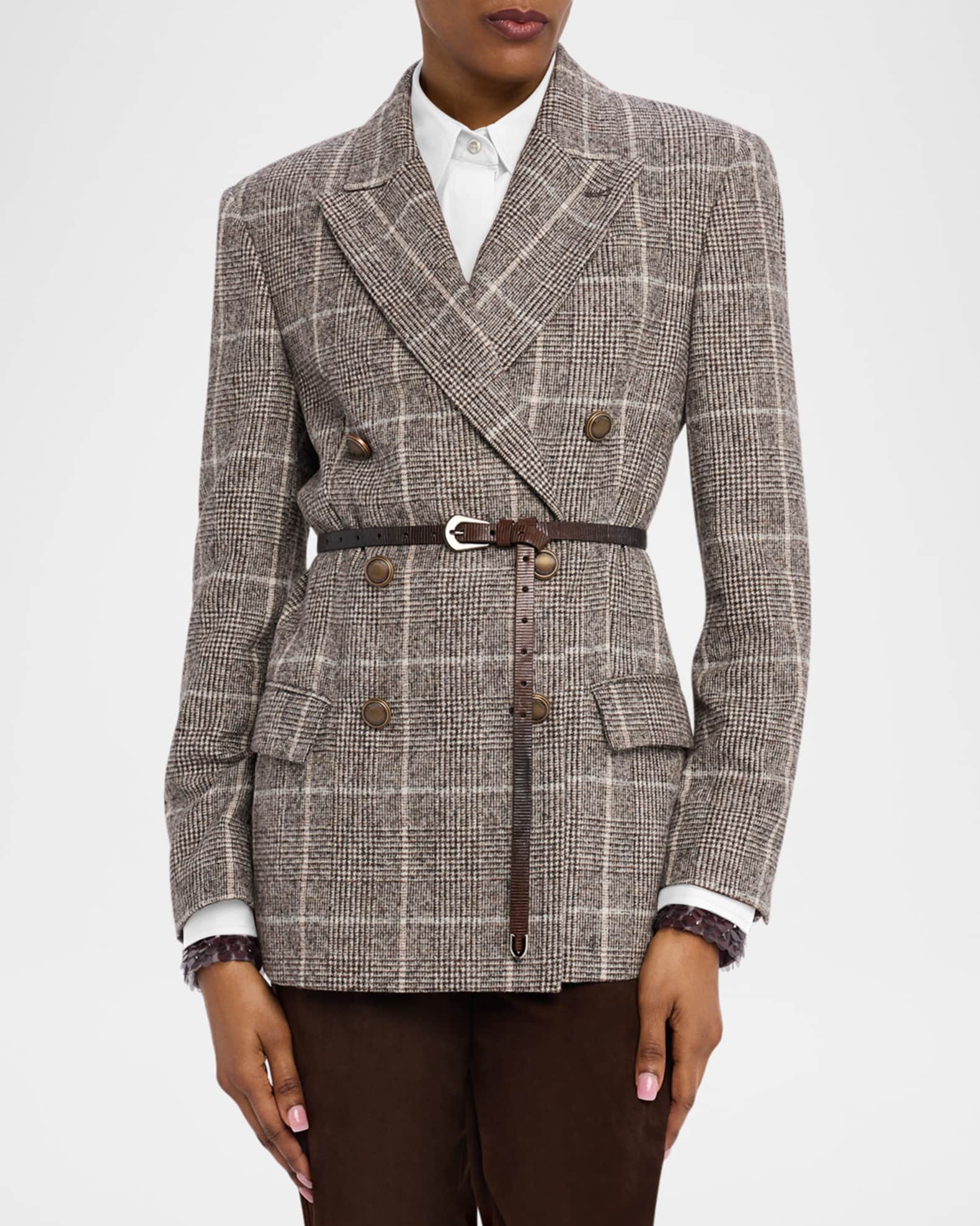 ジャケット BRUNELLO CUCINELLI DOUBLE-BREASTED JACKET IN VISCOSE BLEND Brunello Cucinelli Windowpane Double-Breasted Jacket