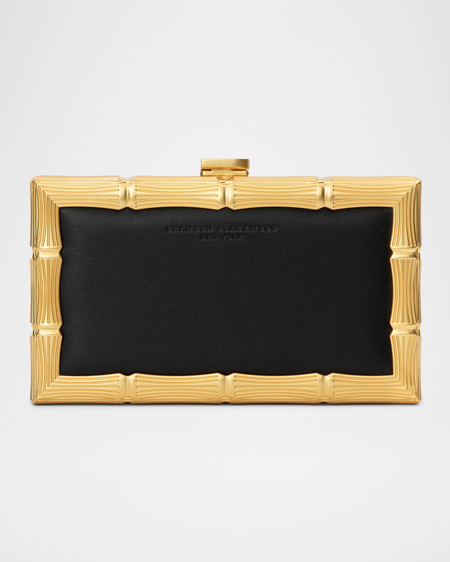 Bamboo Brass & Leather Clutch Bag 0