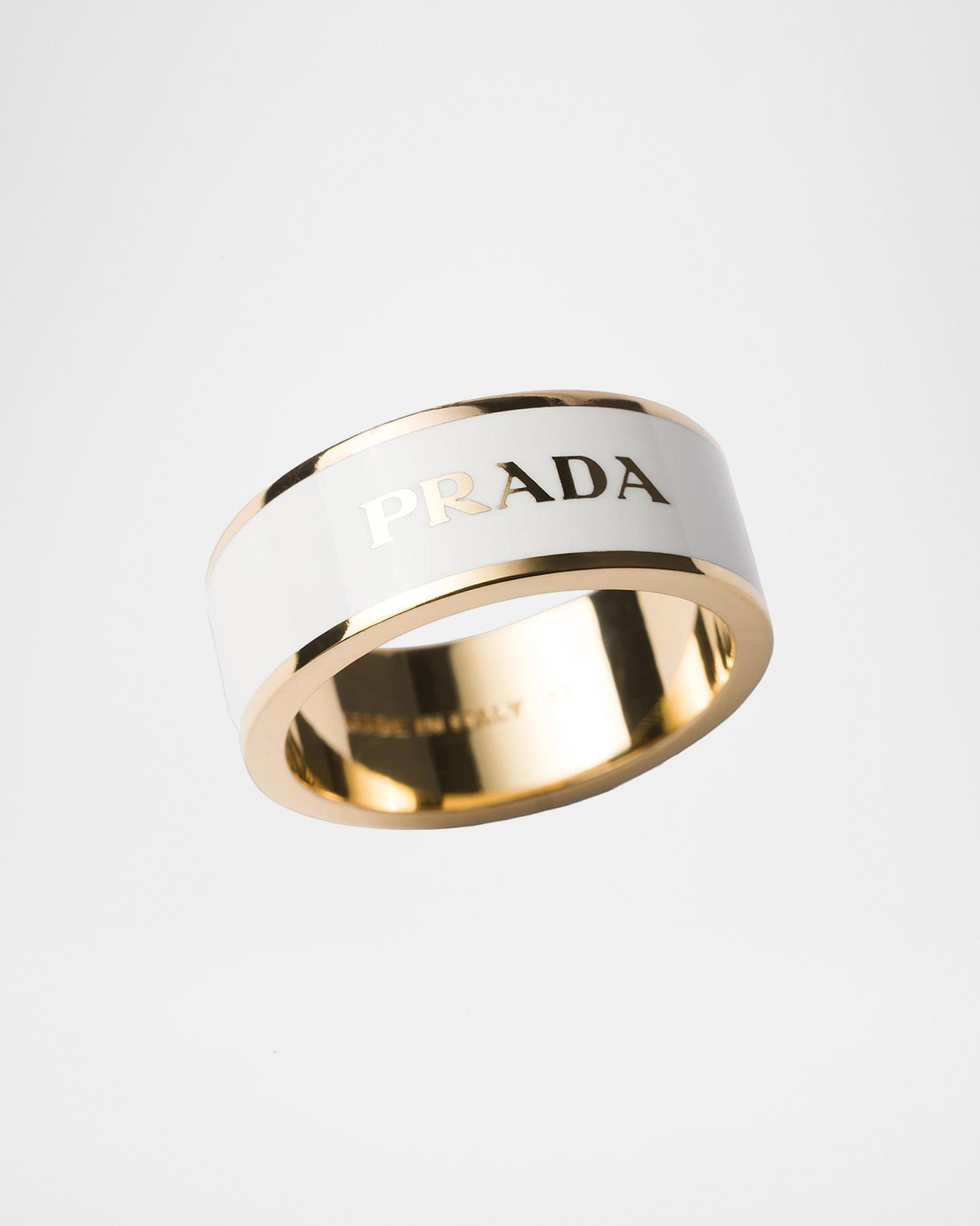 Prada Logo Enamel Brass Ring | Neiman Marcus