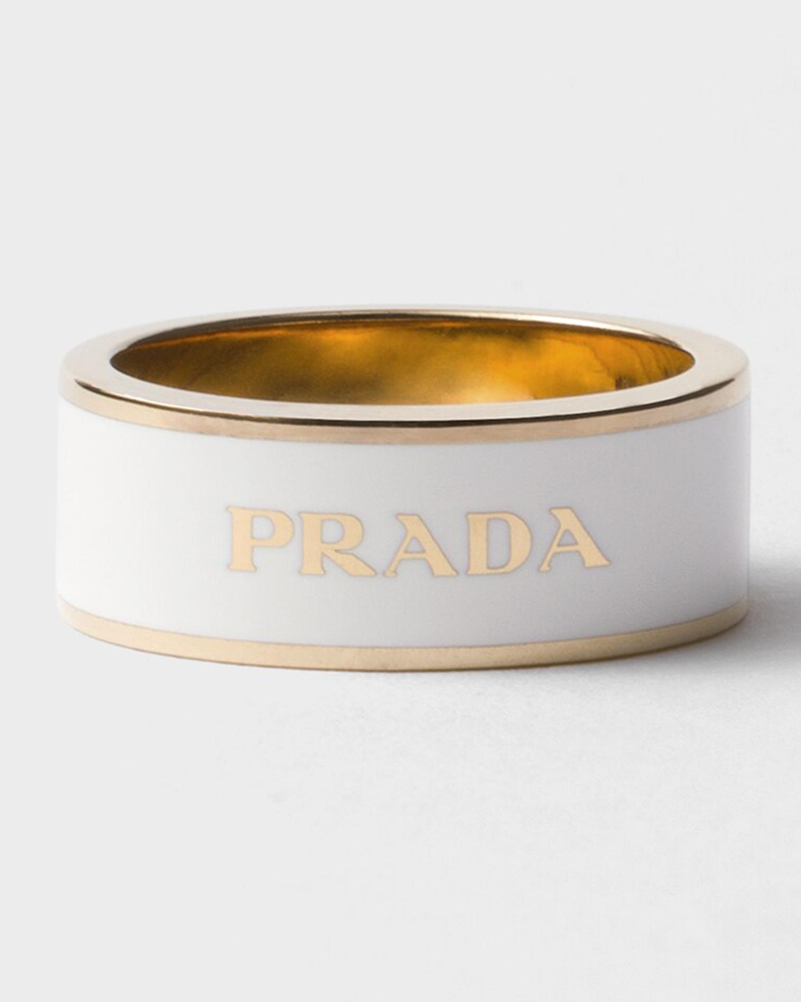 Prada Logo Enamel Brass Ring | Neiman Marcus