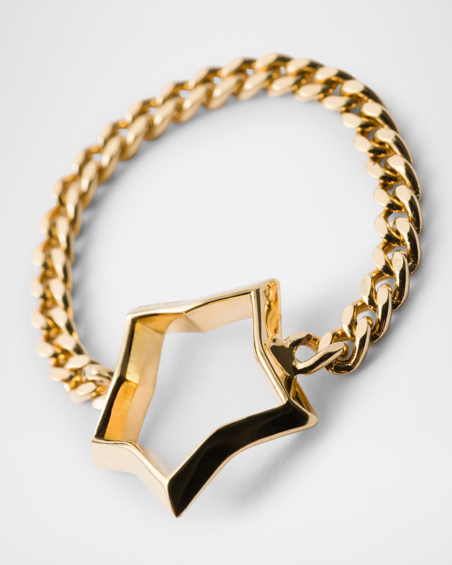 【PRADA】l ring チェーン リング ゴールド ロゴ スター 星 PRADA】Metal ring チェーン リング ゴールド ロゴ スター 星