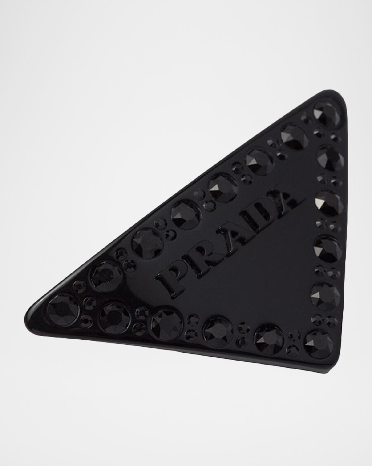 PRADA ヘアクリップ トライアングルロゴ クリスタル Prada Crystal Plexiglass Triangle Hair Clip | Neiman Marcus