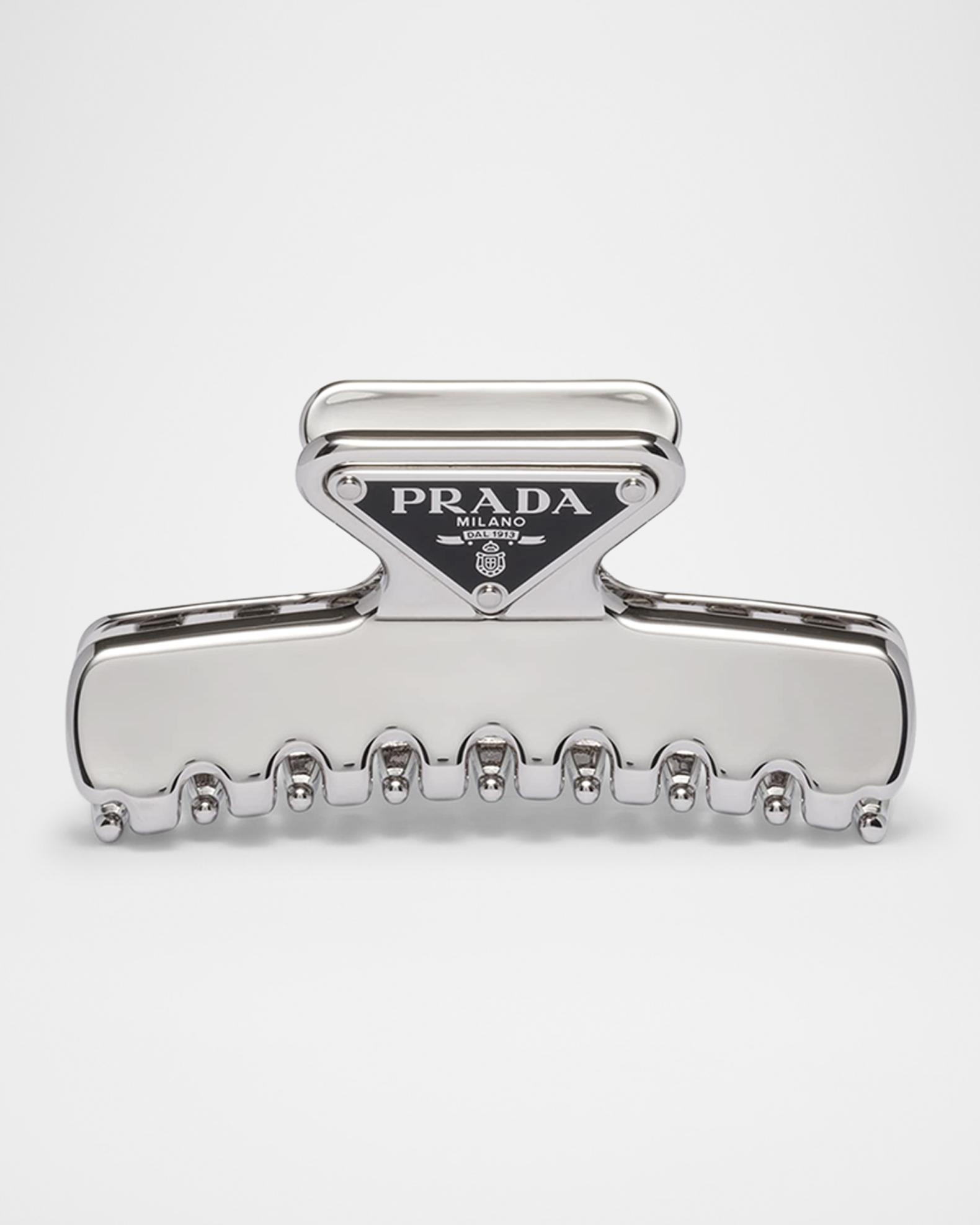 PRADA プラダ l hair clip メタルヘアクリップ Prada Triangle Metal Claw Clip | Neiman Marcus
