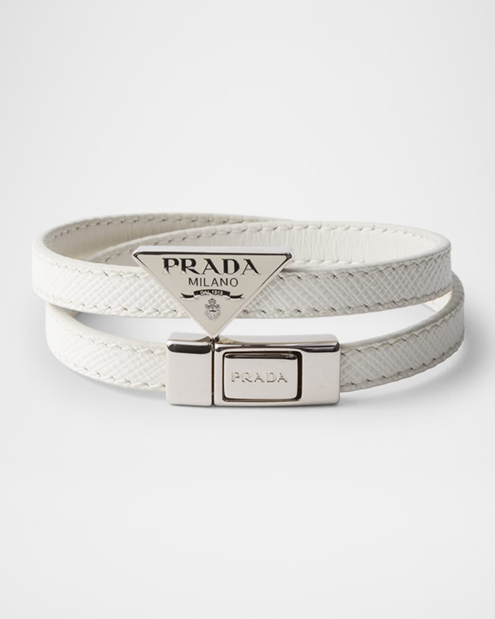 PRADA silverレザーブレスレット PRADA プラダ ブレスレット レザー/メタル シルバー ブルー