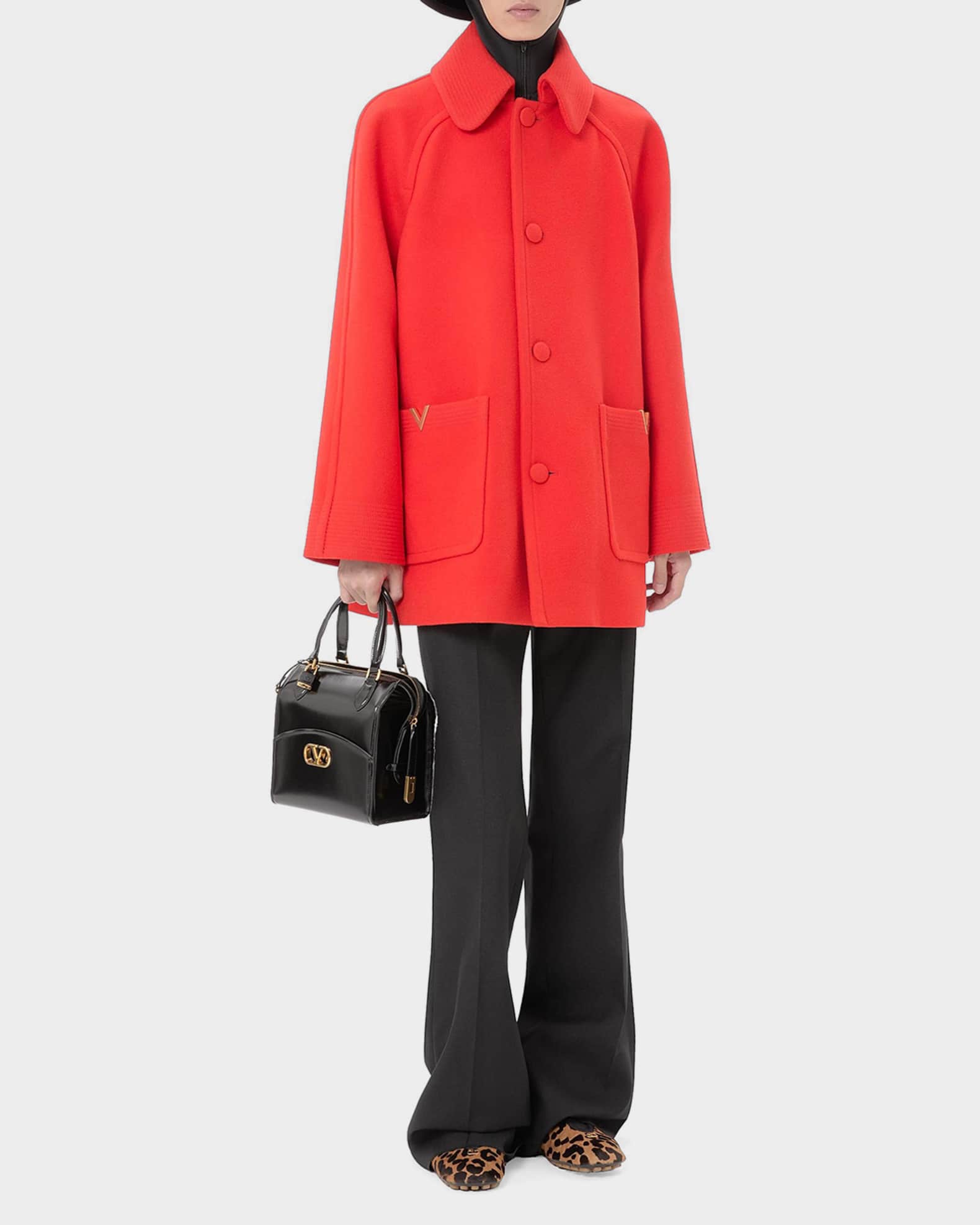 Valentino Garavani Men's Cappotto Wool V Gold-Trim Jacket | Neiman