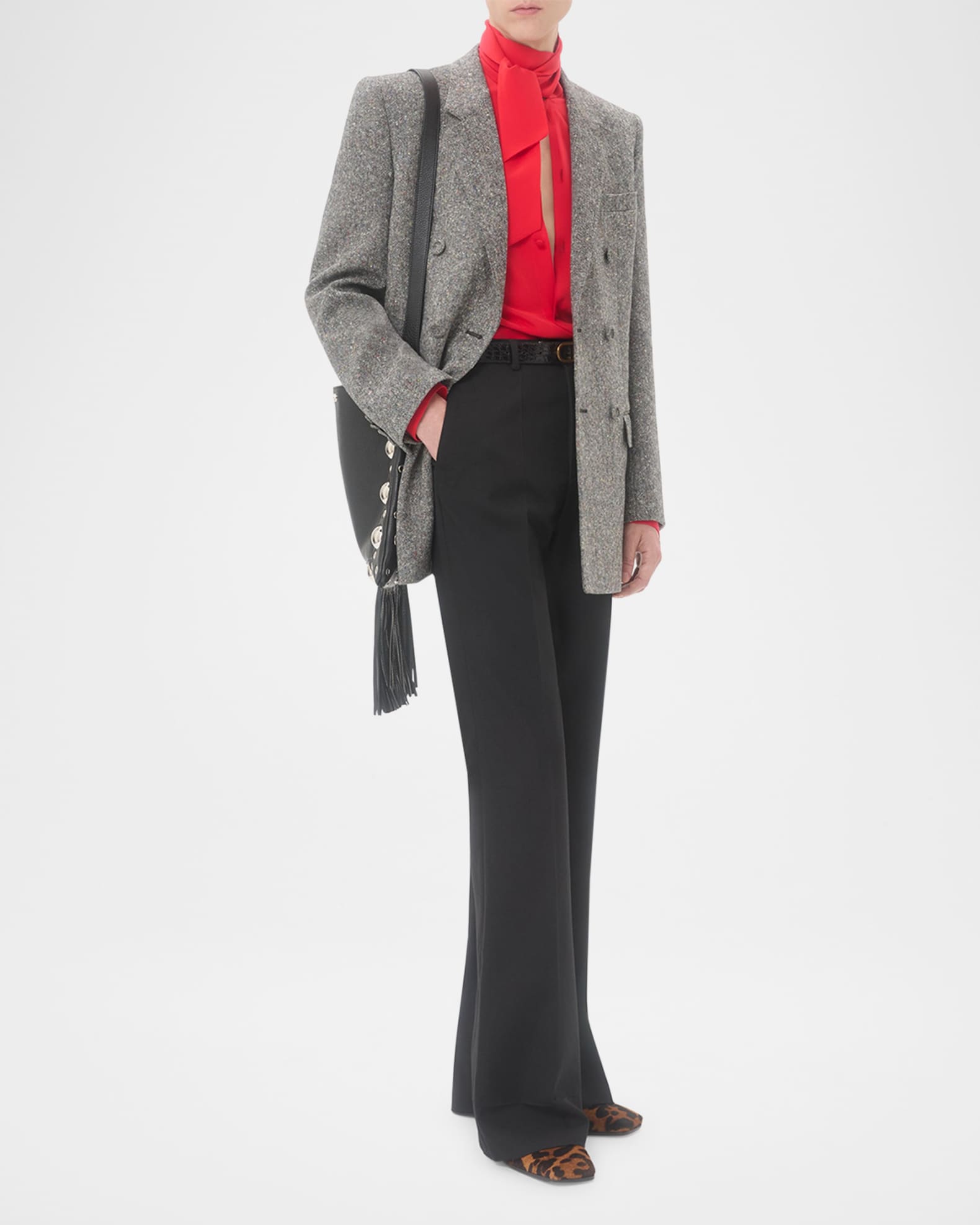 Valentino Garavani Men's Wide Leg Flared Flat-Front Pants | Neiman