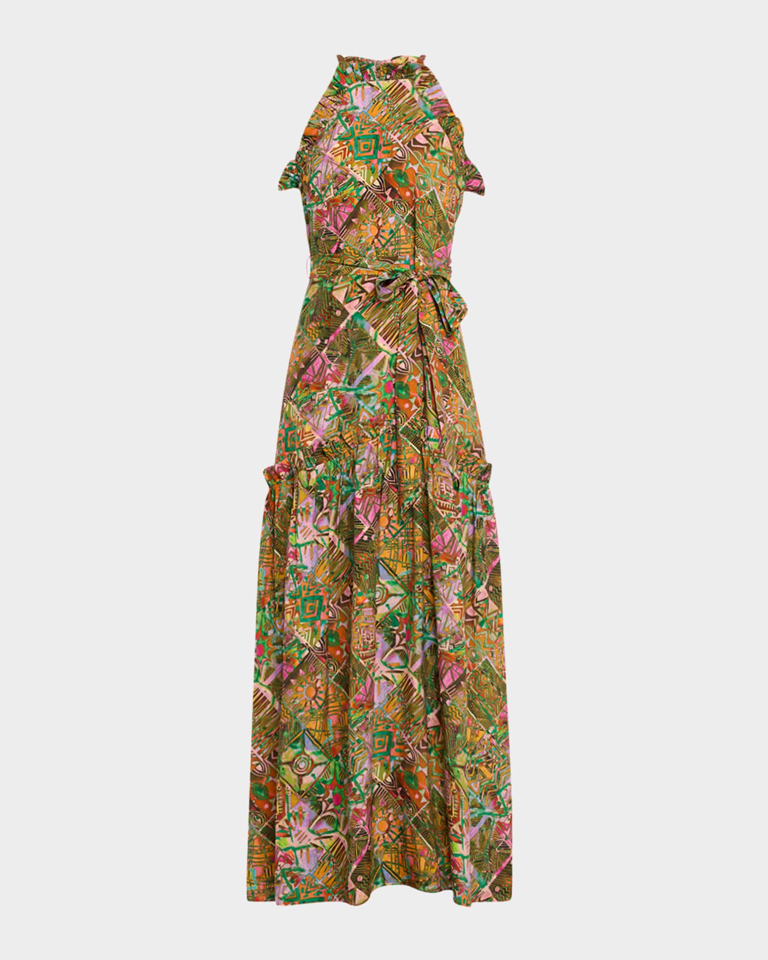 Tahiti Keenan Ruffle-Trim Maxi Dress 0