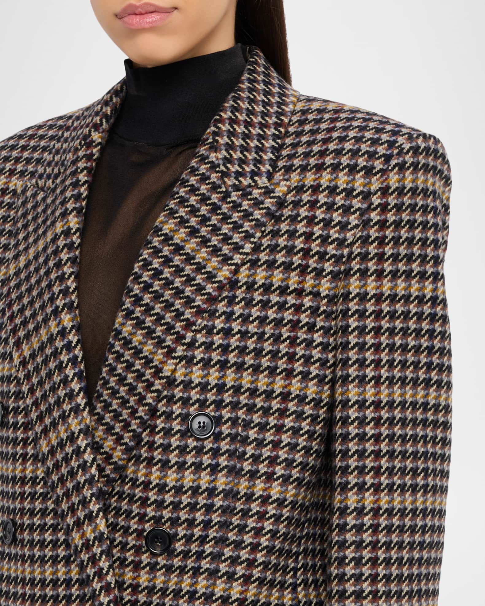 Saint Laurent Houndstooth Check Double-Breasted Jacket | Neiman Marcus