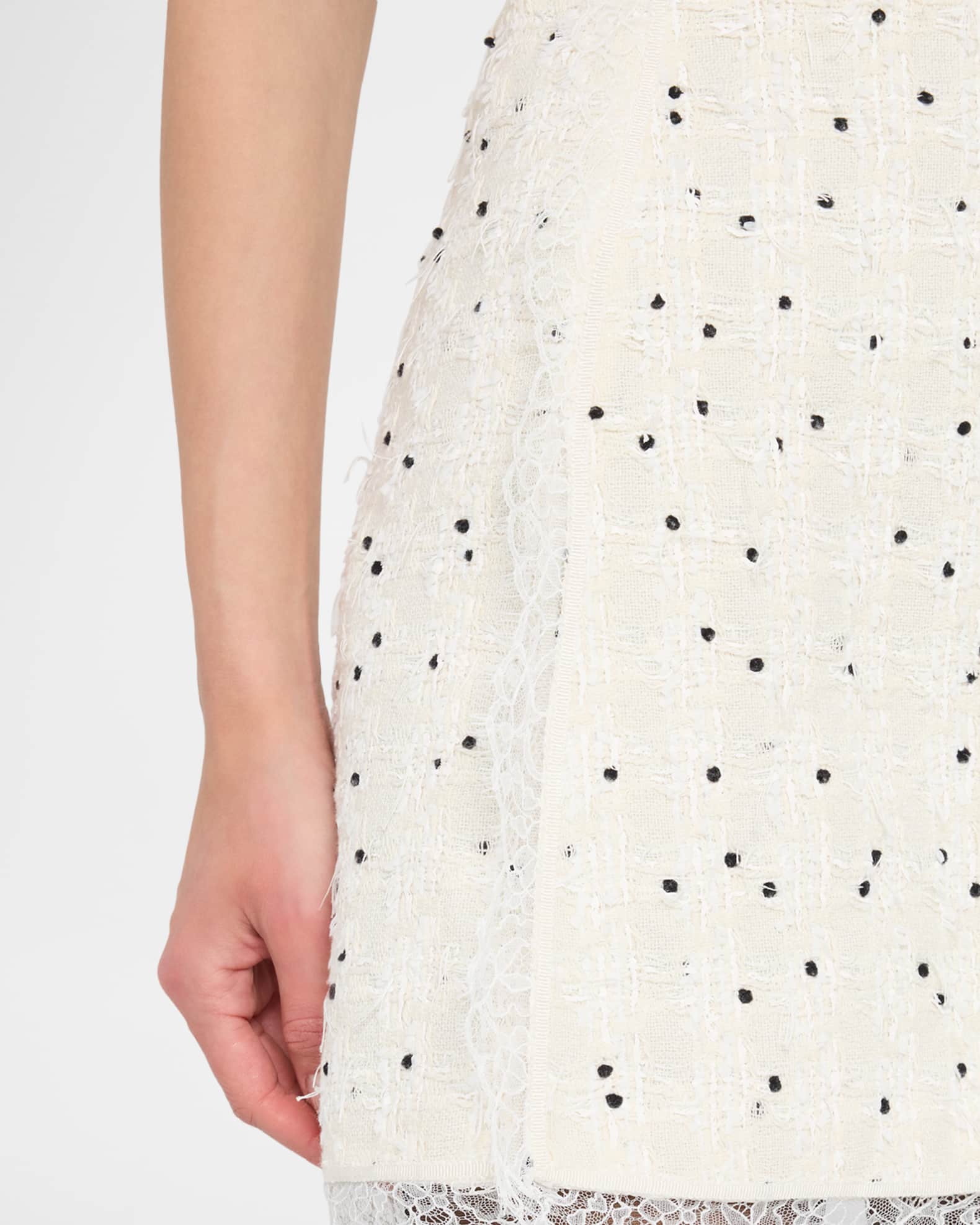 スカート GIAMBATTISTA VALLI BOUCLE MINI SKIRT Giambattista Valli - Ivory Boucle Mini Skirt | Mitchell Stores