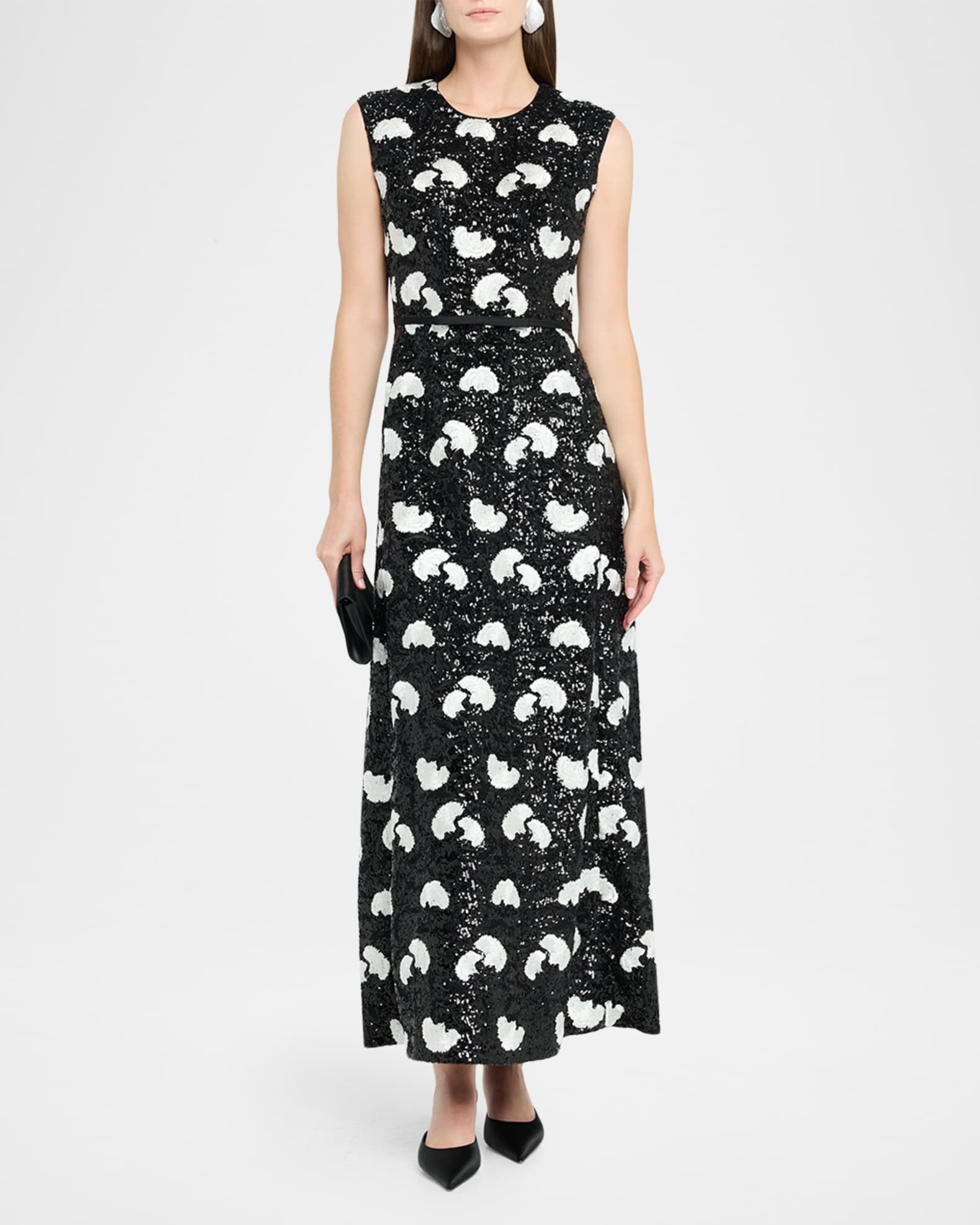 Embroidered Sequin Sleeveless Ankle Dress 1