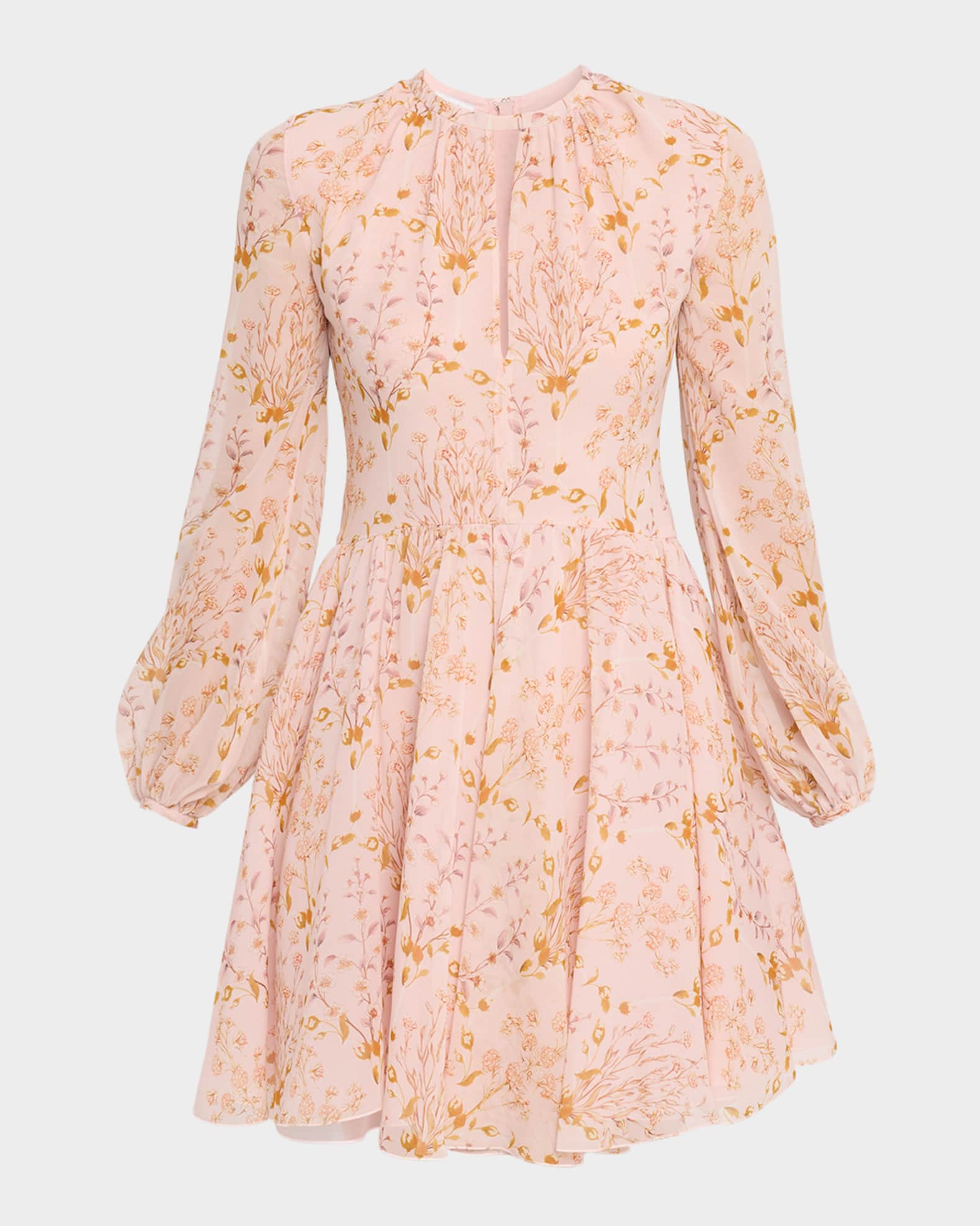 Giambattista Valli ×  フラワーミニドレス Giambattista Valli Floral Georgette Long-Sleeve Mini Dress
