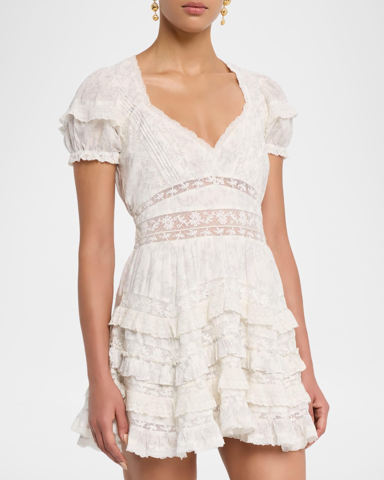 Nivara Lace Ruffle Mini Dress Chantilly / M