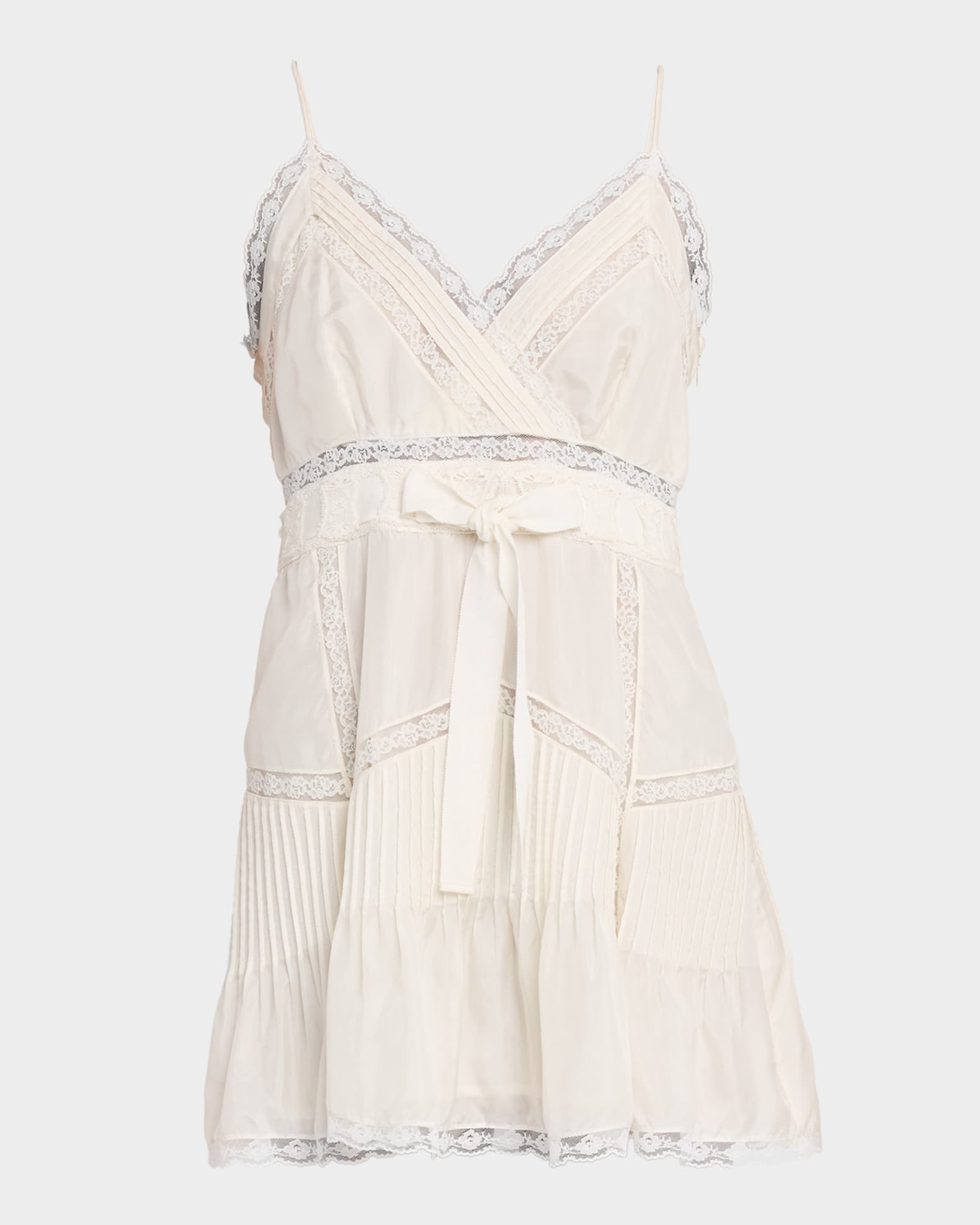 LoveShackFancy Sibelle Silk Ribbon Mini Dress | Neiman Marcus