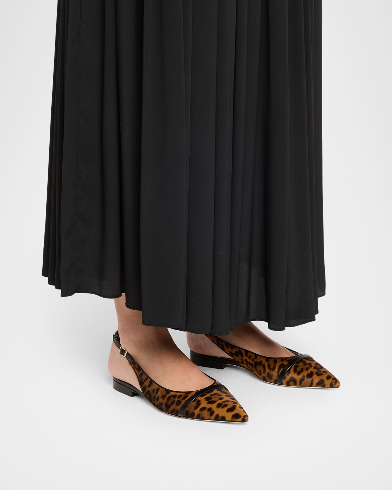 Jama Leopard-Printed Calf Hair Slingback Flats 1