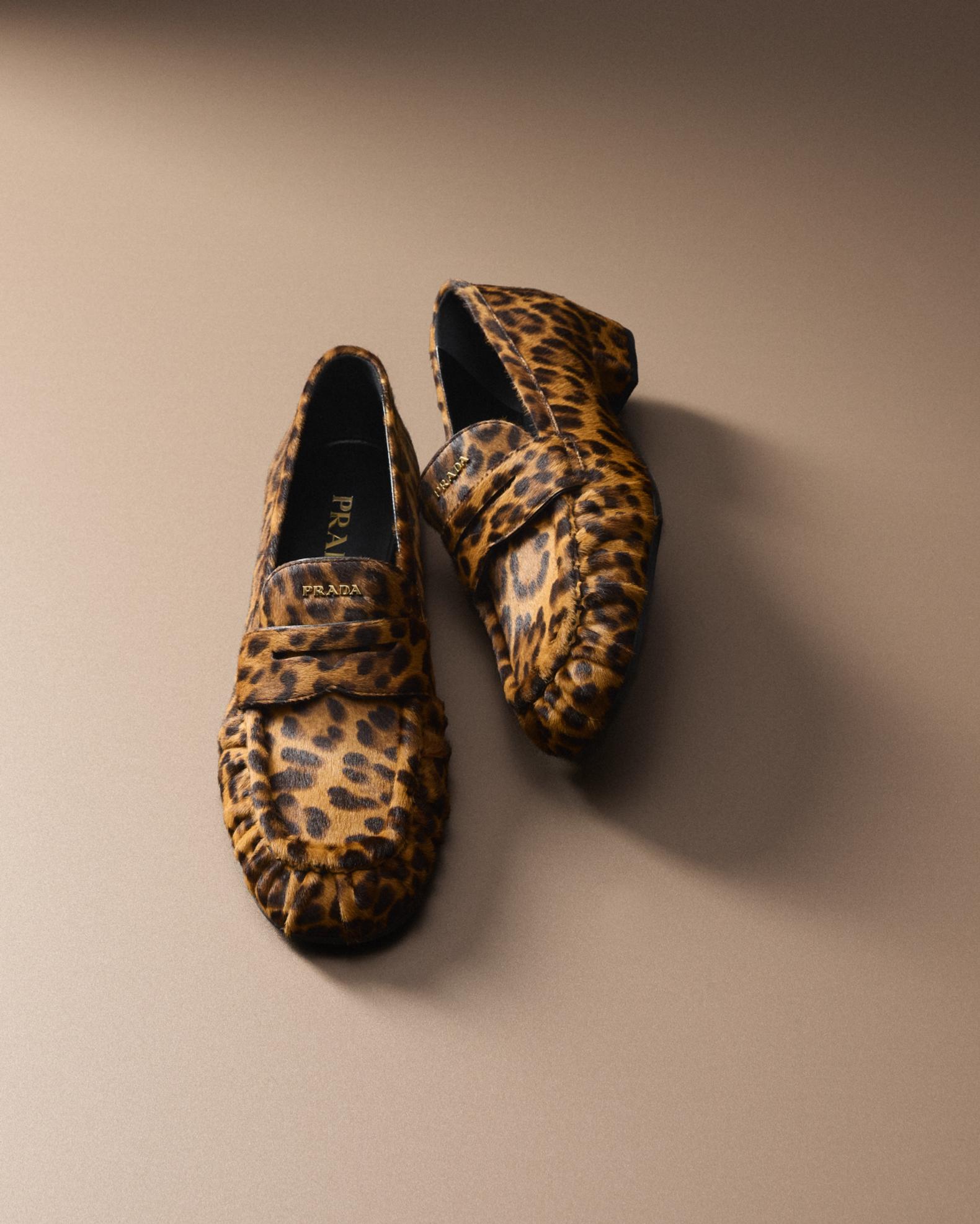 Prada Ruched Leopard-Printed Calf Hair Loafers | Neiman Marcus display picture 3