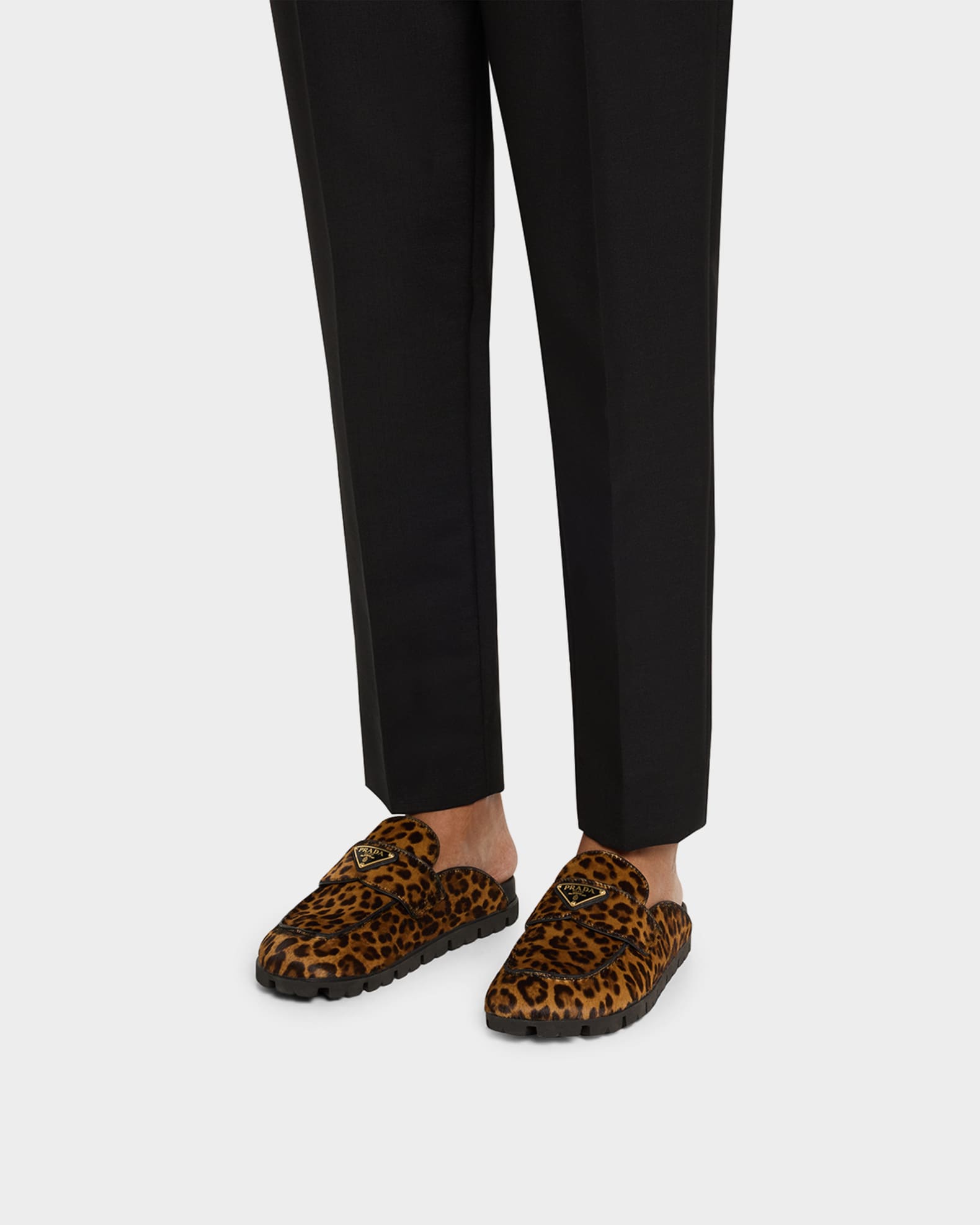 PRADA ミュール Prada White Leather Square Toe Kitten Mules, 37.5 - BOPF