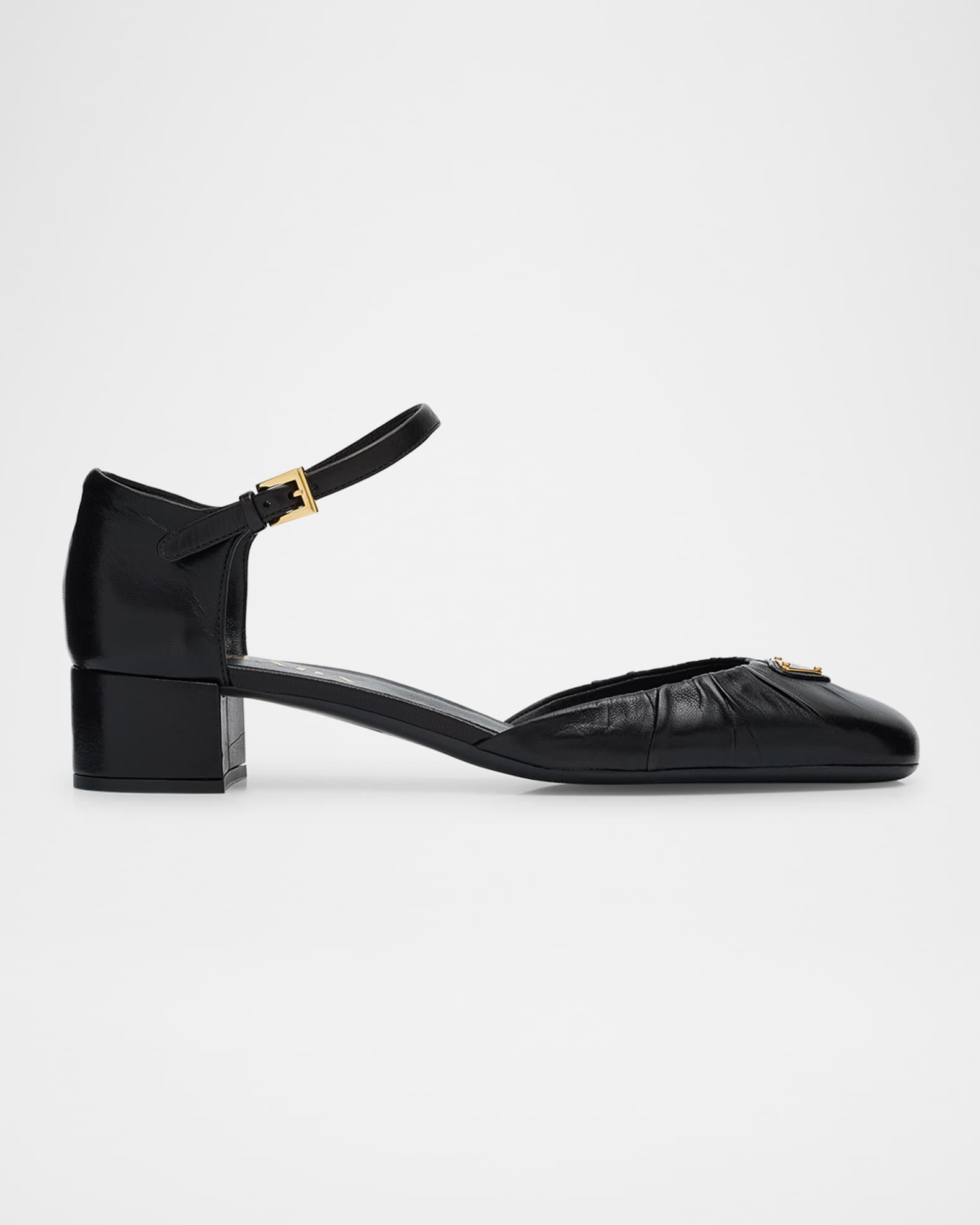 Prada Leather Triangle Logo Mary Jane Pumps | Neiman Marcus