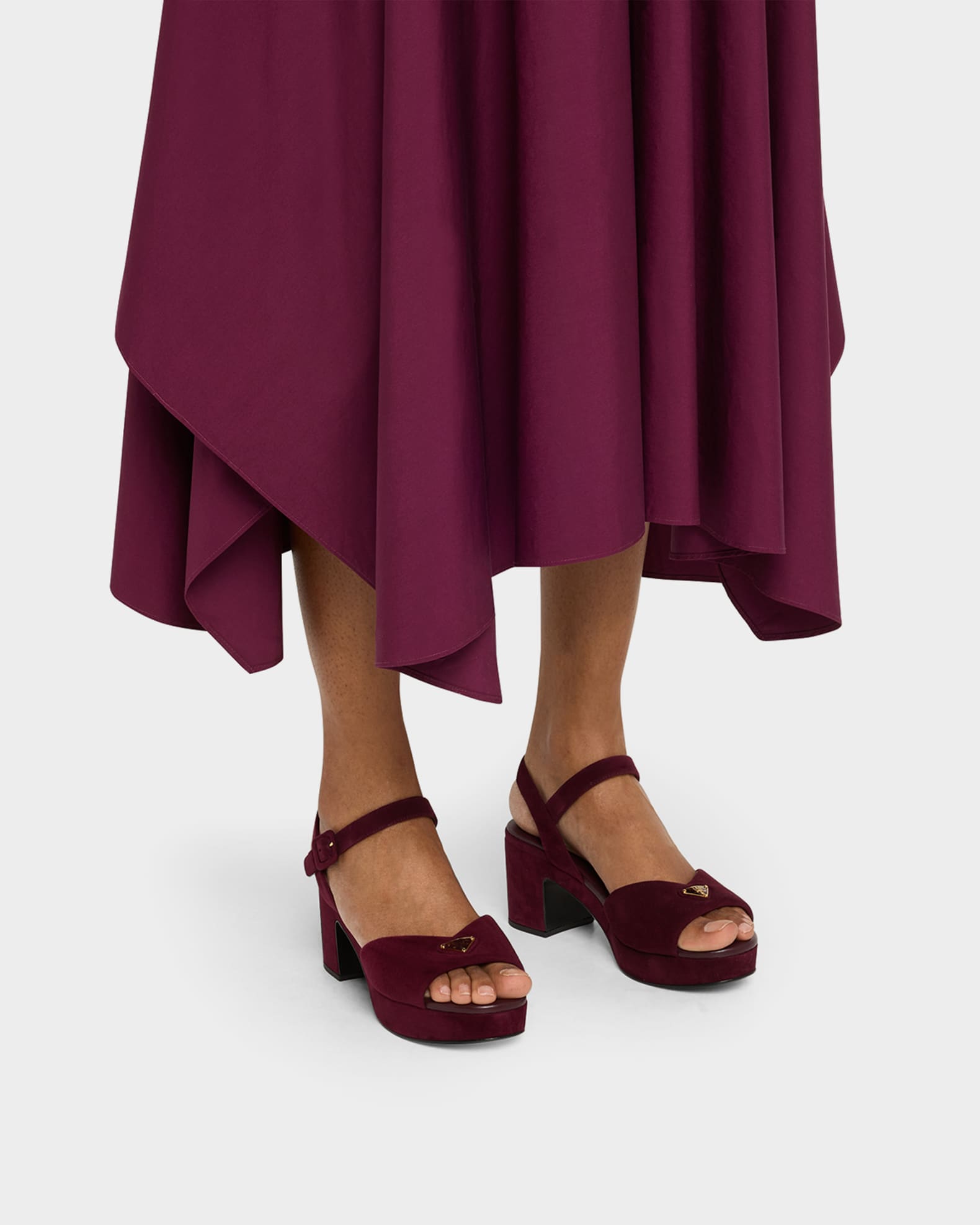 Suede Triangle Logo Platform Sandals  1