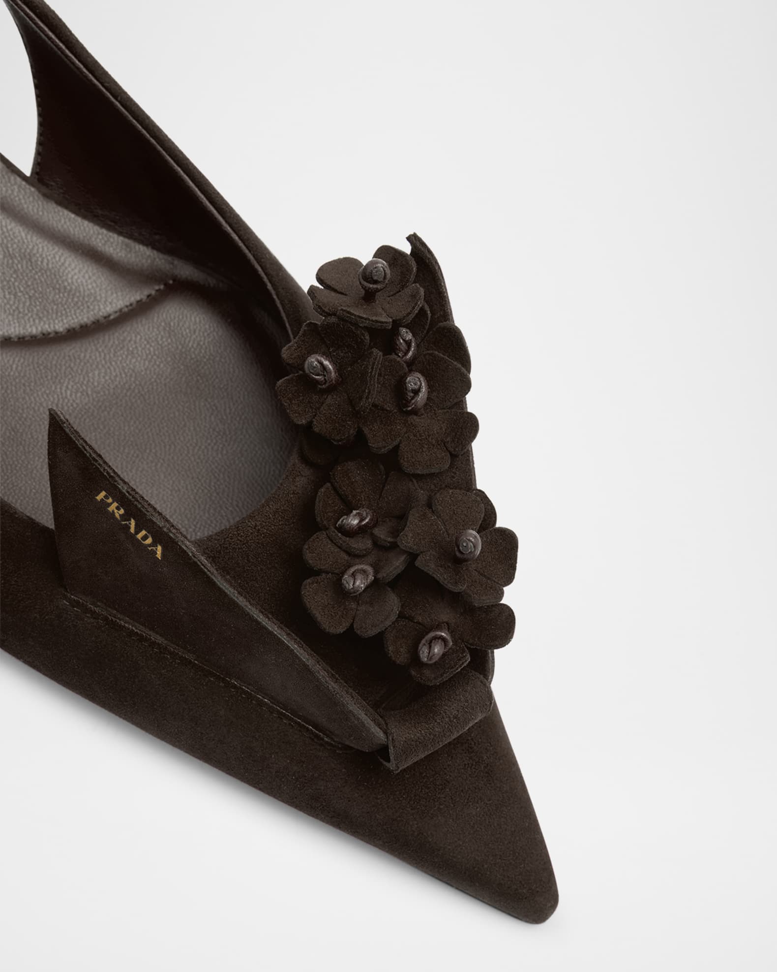 Prada Suede Flower Slingback Pumps | Neiman Marcus