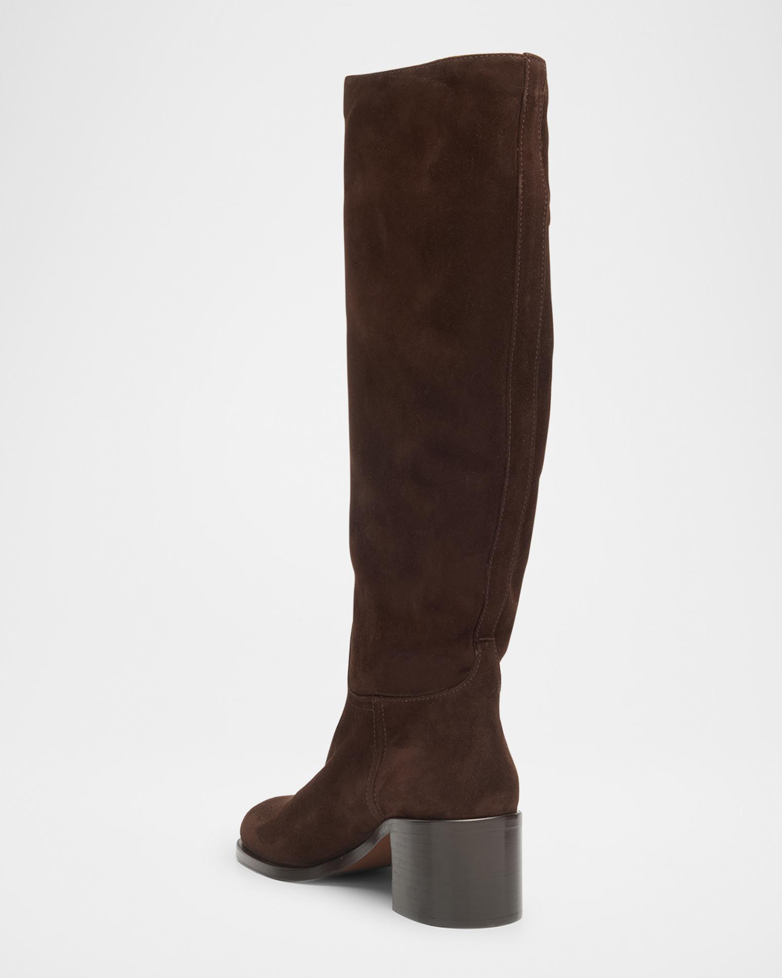 Prada Triangle Logo Suede Knee-High Boots | Neiman Marcus