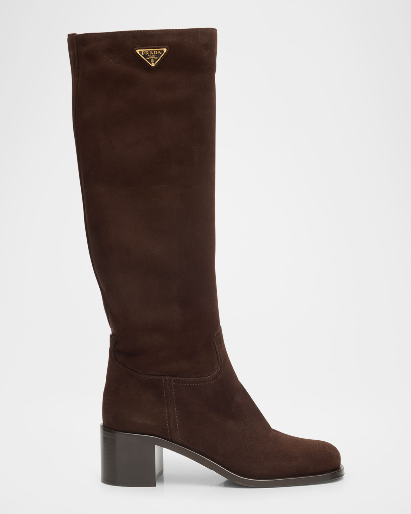 Triangle Logo Suede Knee-High Boots 0
