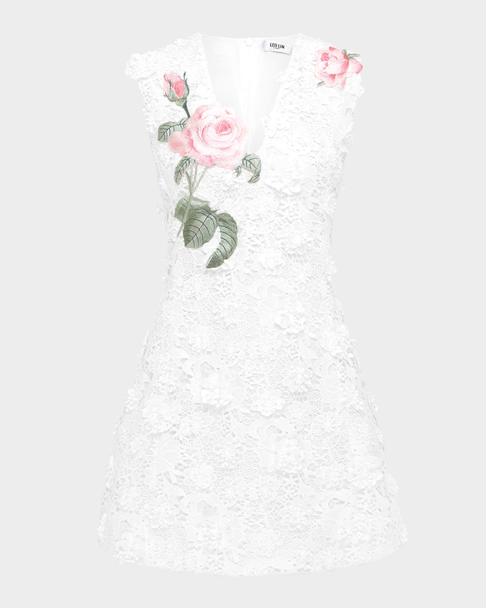 Briana Floral Applique Lace Mini Dress 0