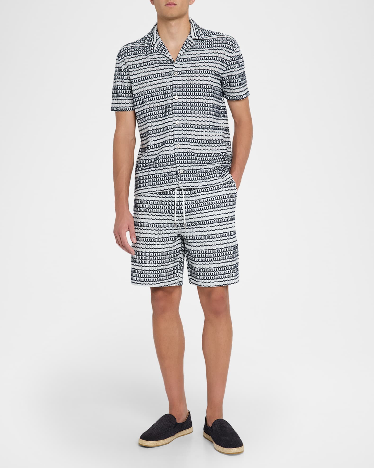 Men's Chez Stripe Crochet Camp Shirt 1