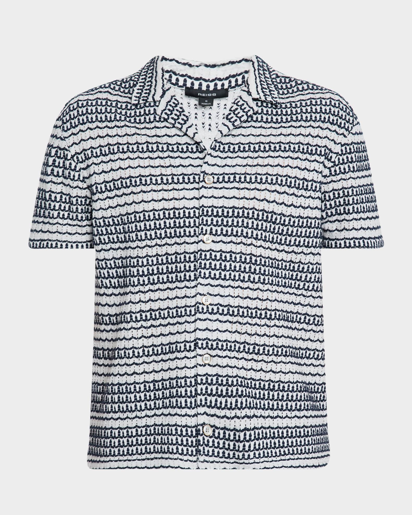 Men's Chez Stripe Crochet Camp Shirt 0