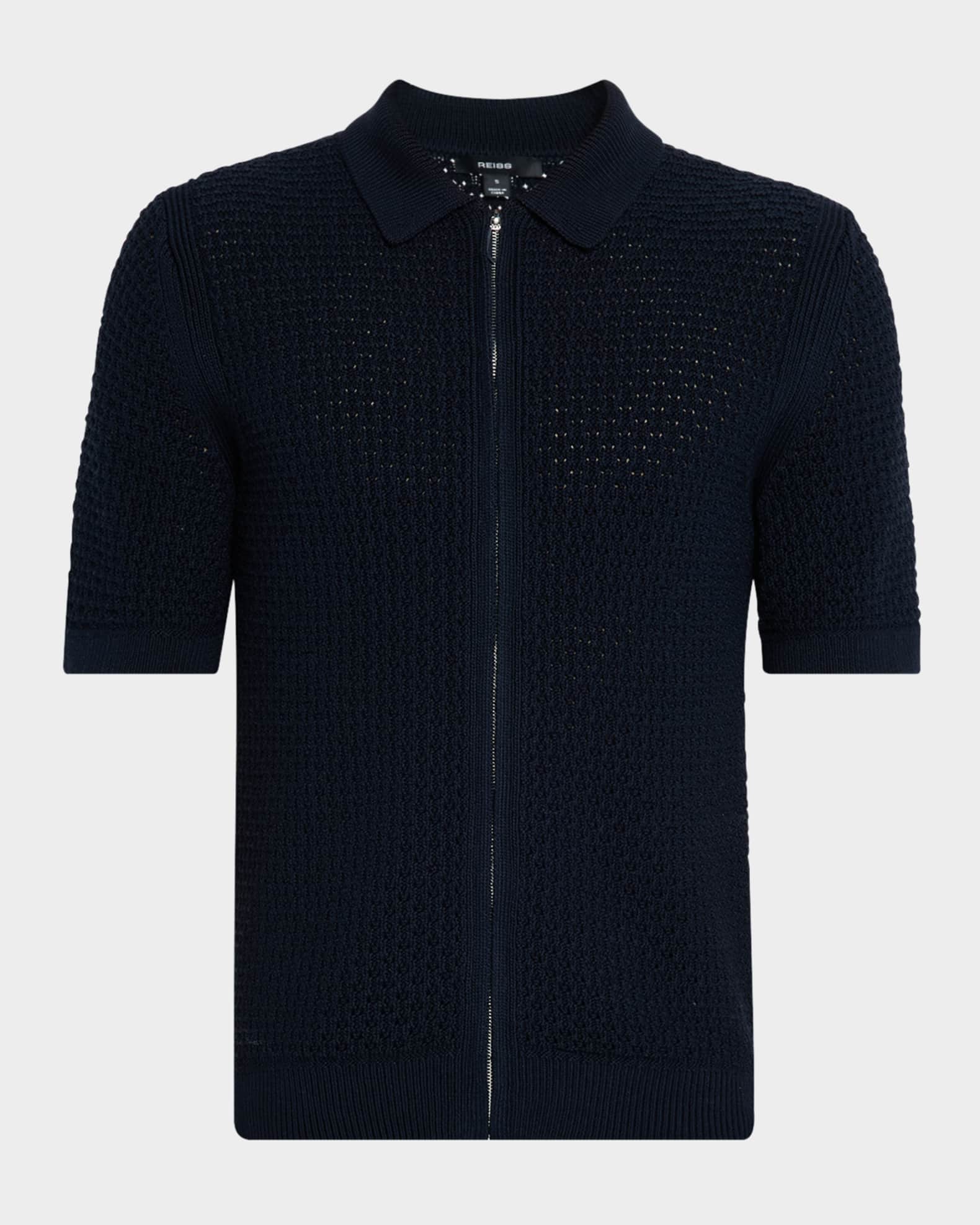 Men's Comet Crochet Zip Short-Sleeve Shirt 0