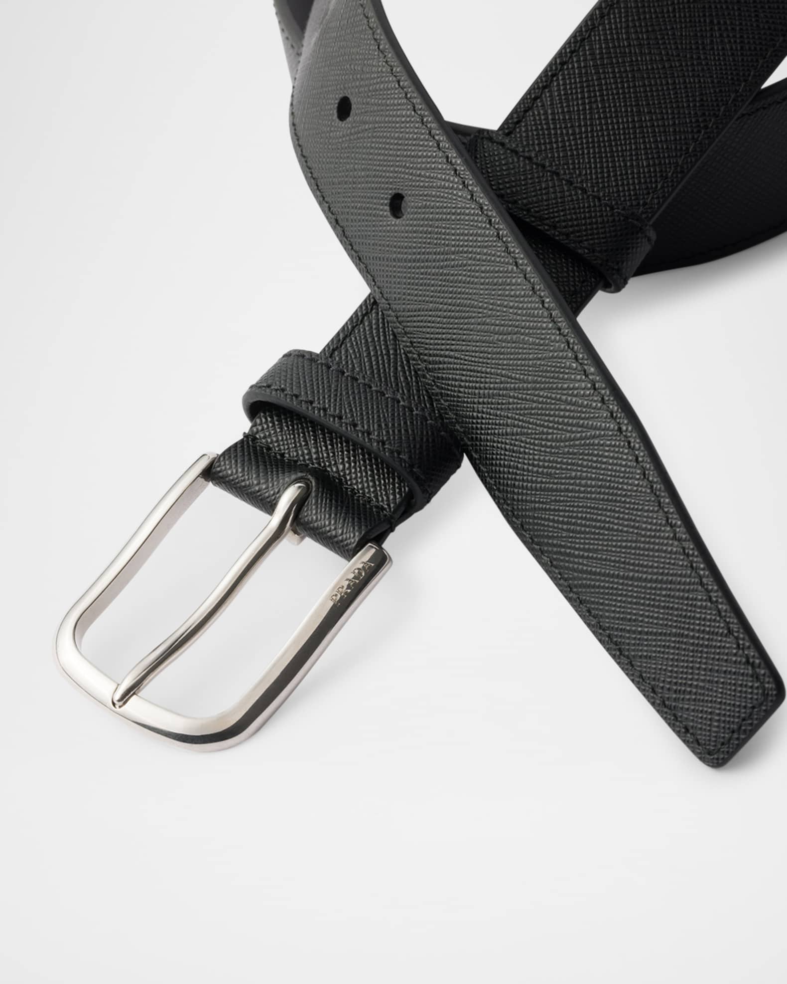 Prada Men's Saffiano Leather Belt | Neiman Marcus