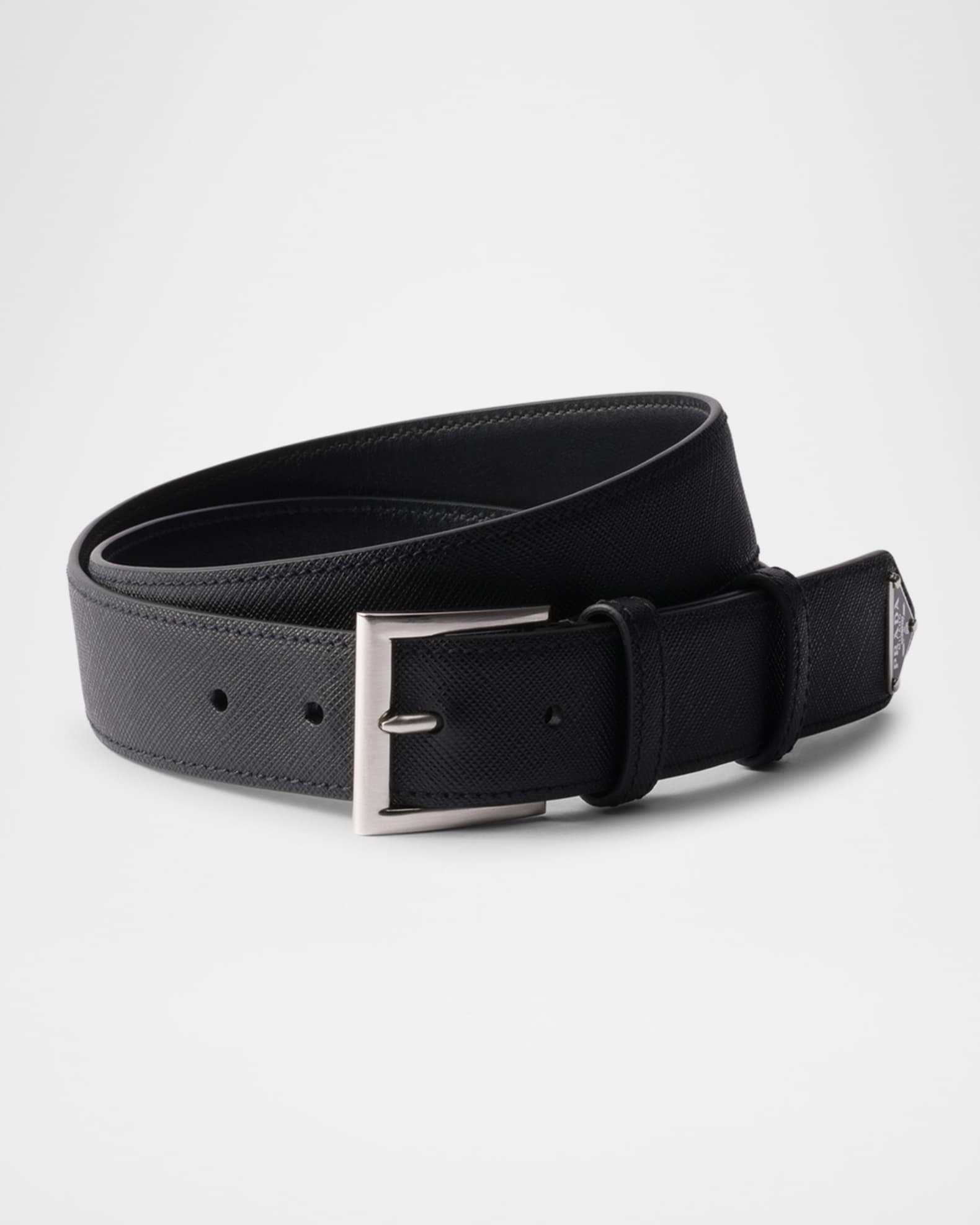 ベルト PRADA BLACK SAFFIANO BELT WITH TRIANGLE LOGO Prada triangle-logo Saffiano Belt | Black | FARFETCH