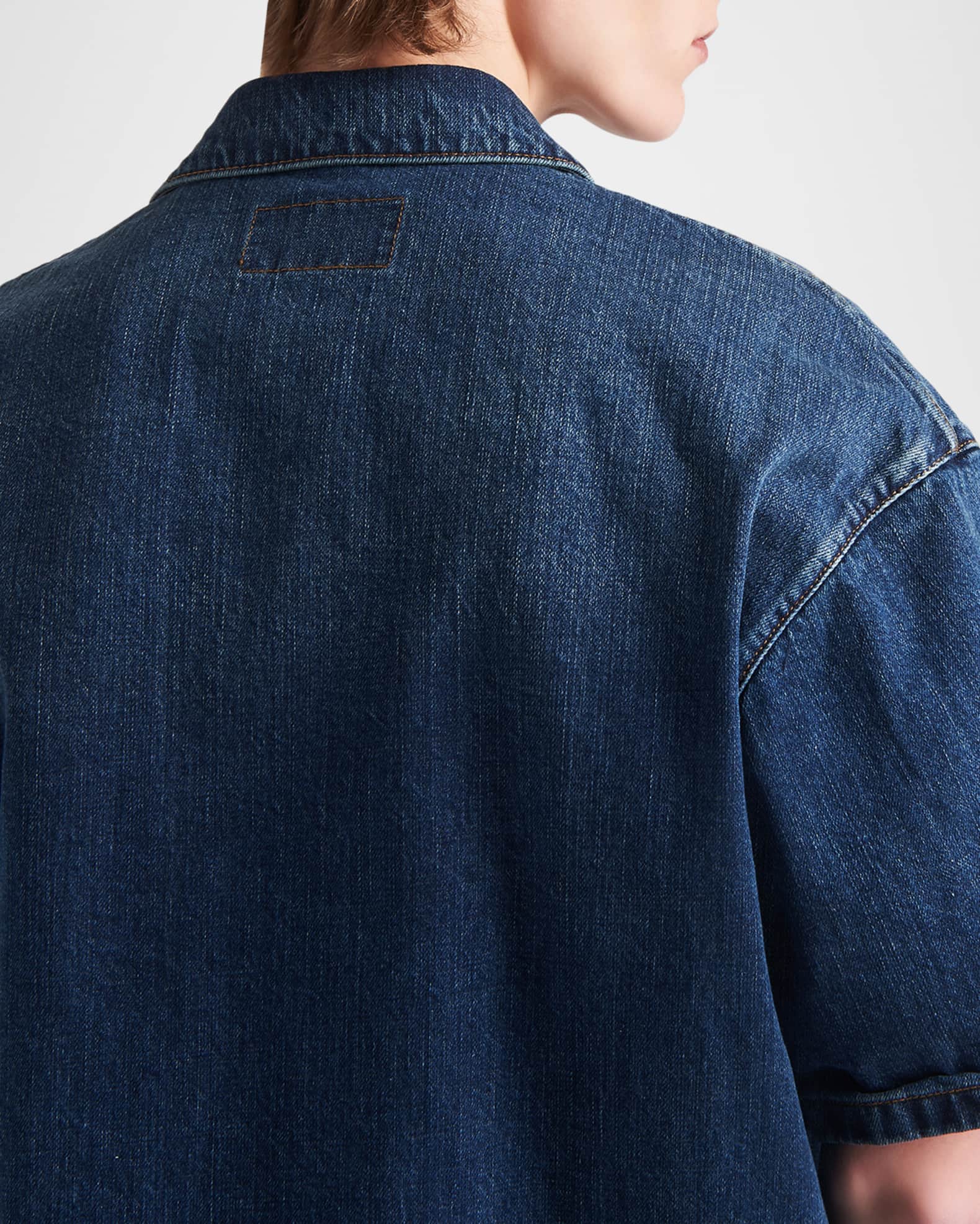 正規品 Prada Mid Blue Denim Shirt 21AW Prada Denim Shirt | Saks Fifth Avenue