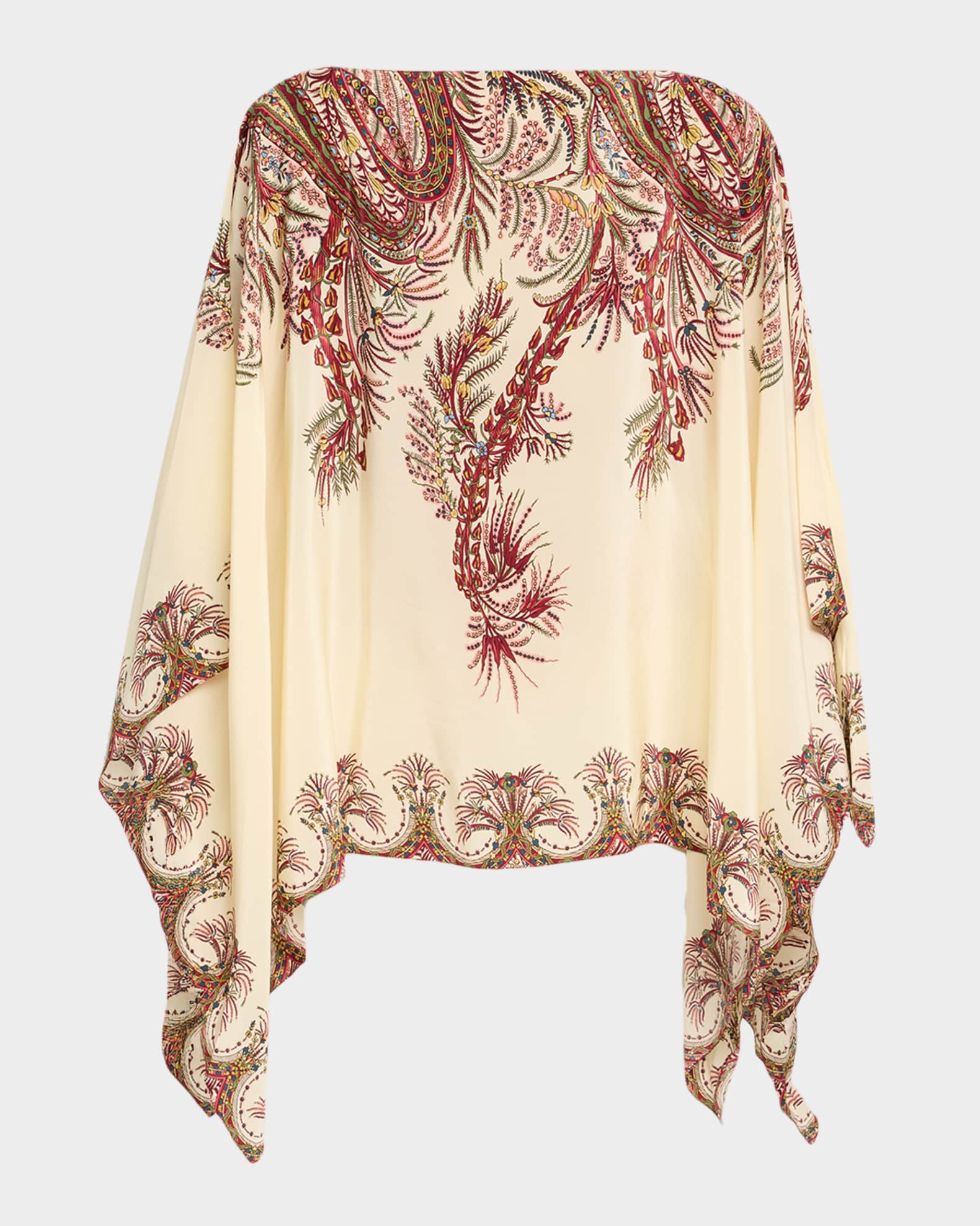 Etro Printed Silk Poncho | Neiman Marcus