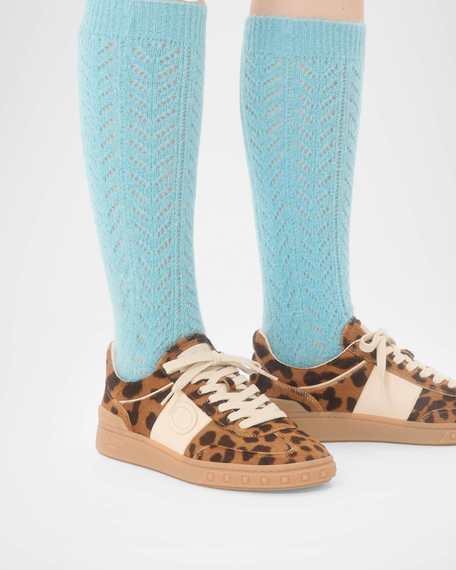Valentino Garavani UpVillage Leopard Calf Hair Sneakers | Neiman