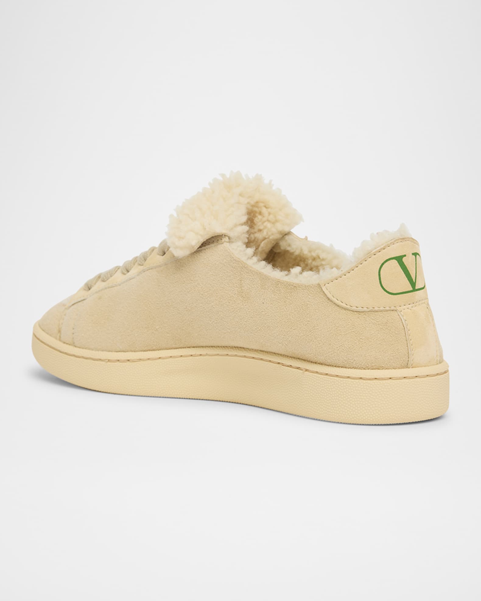 emiri★VALENTINO GARAVANI★ Valentino Garavani VLogo Shearling-Lined Suede Low-Top Sneakers