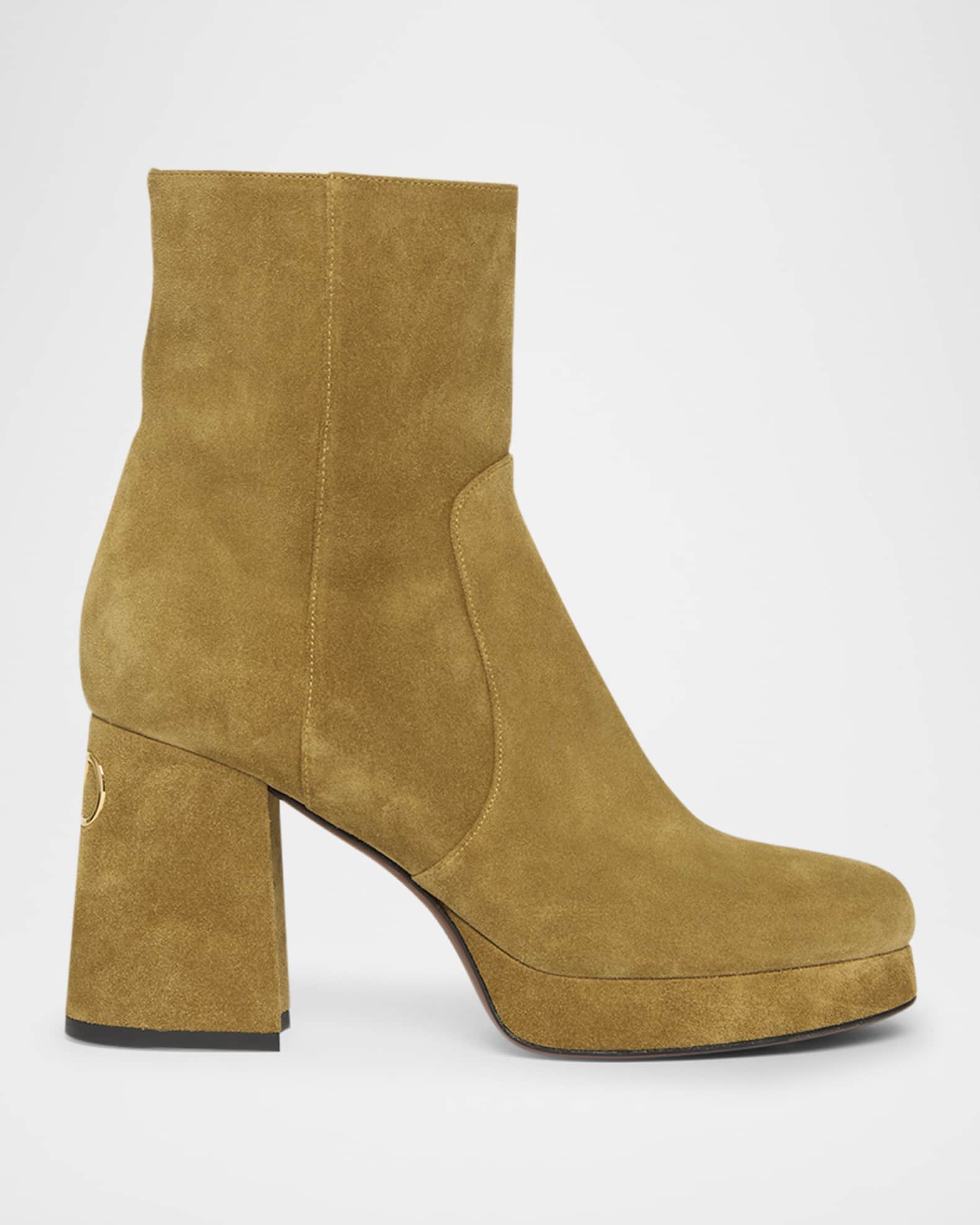 Valentino Garavani 90mm VLogo Suede Platform Ankle Boots Neiman