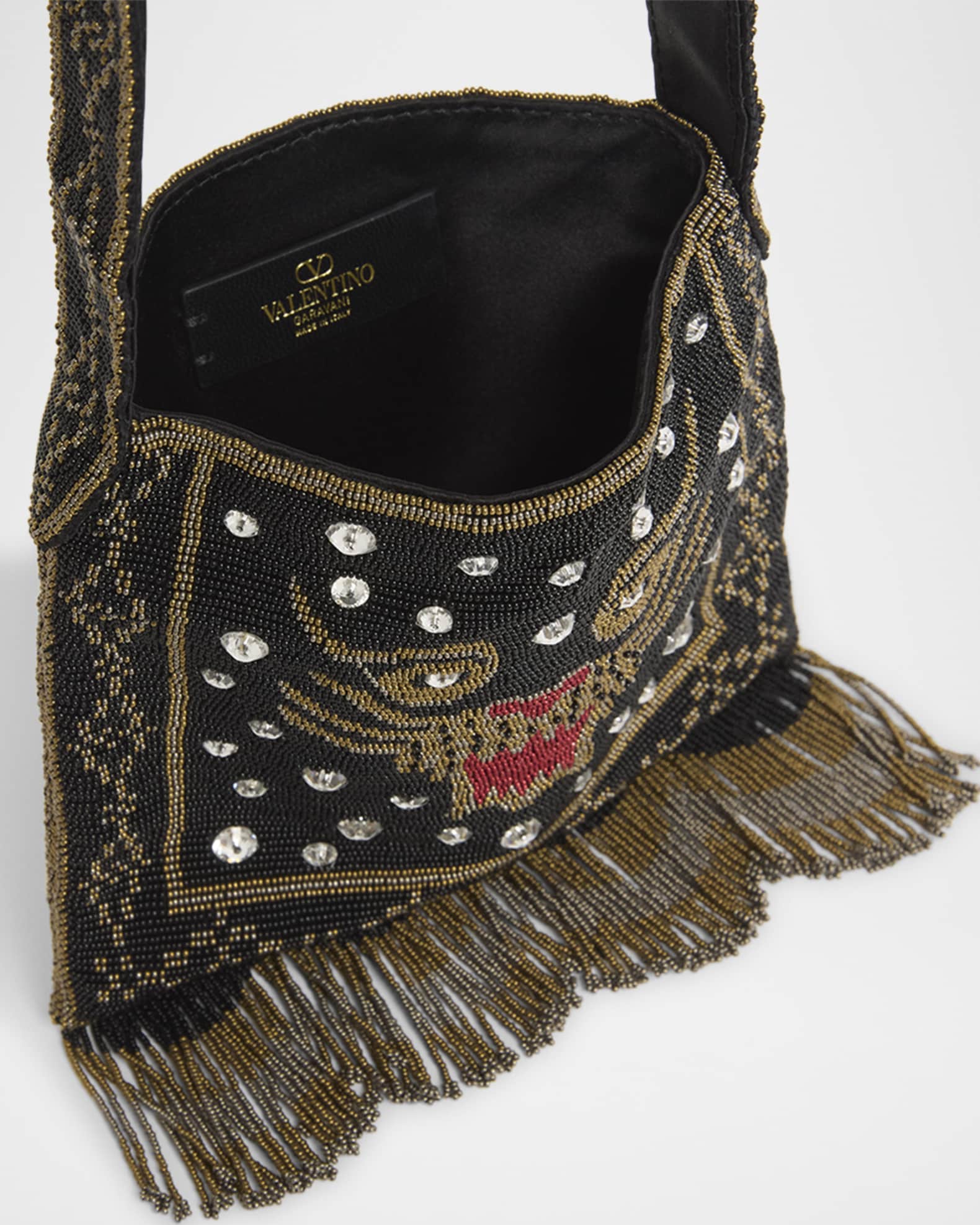 Valentino Garavani Nellcote Small Beaded Fringed Shoulder Bag