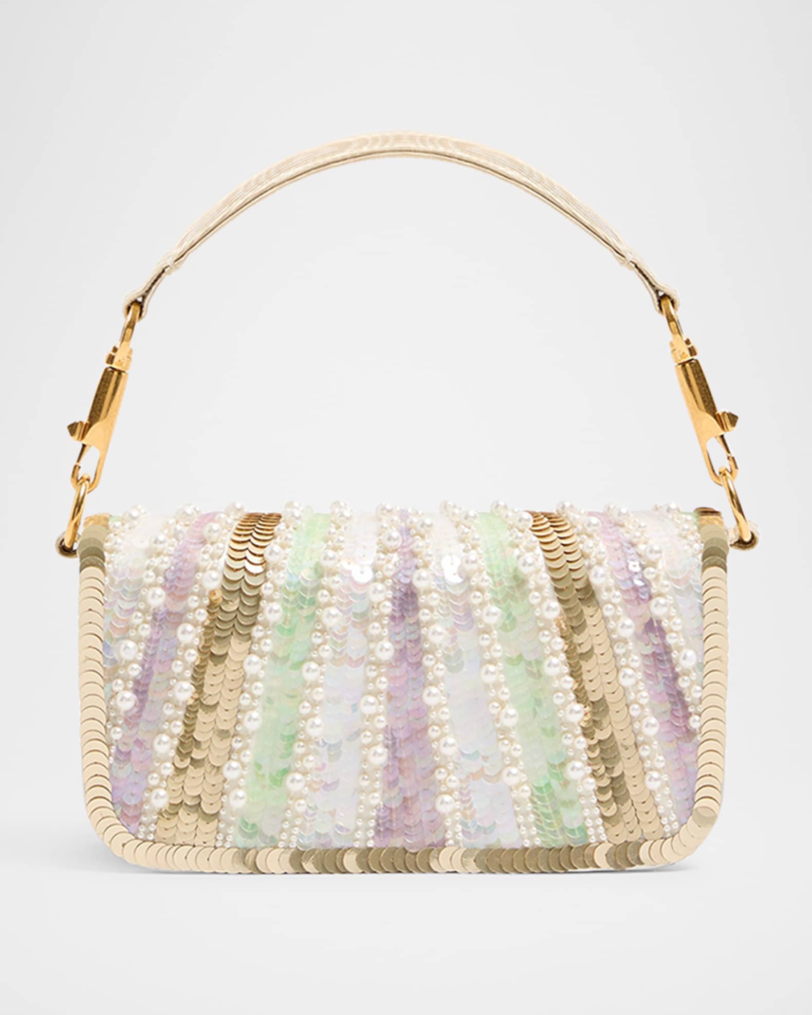 Valentino Garavani Loco Sequin-Embroidered Moire Shoulder Bag