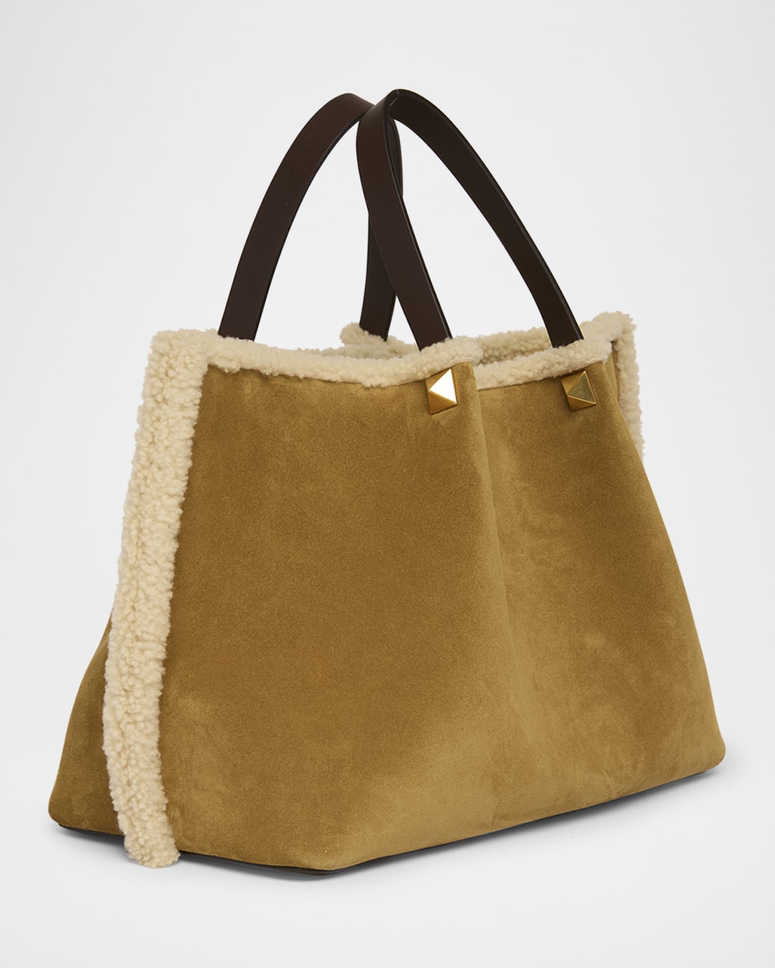 Valentino Garavani Medium Suede Shopping Bag with Shearling Lining