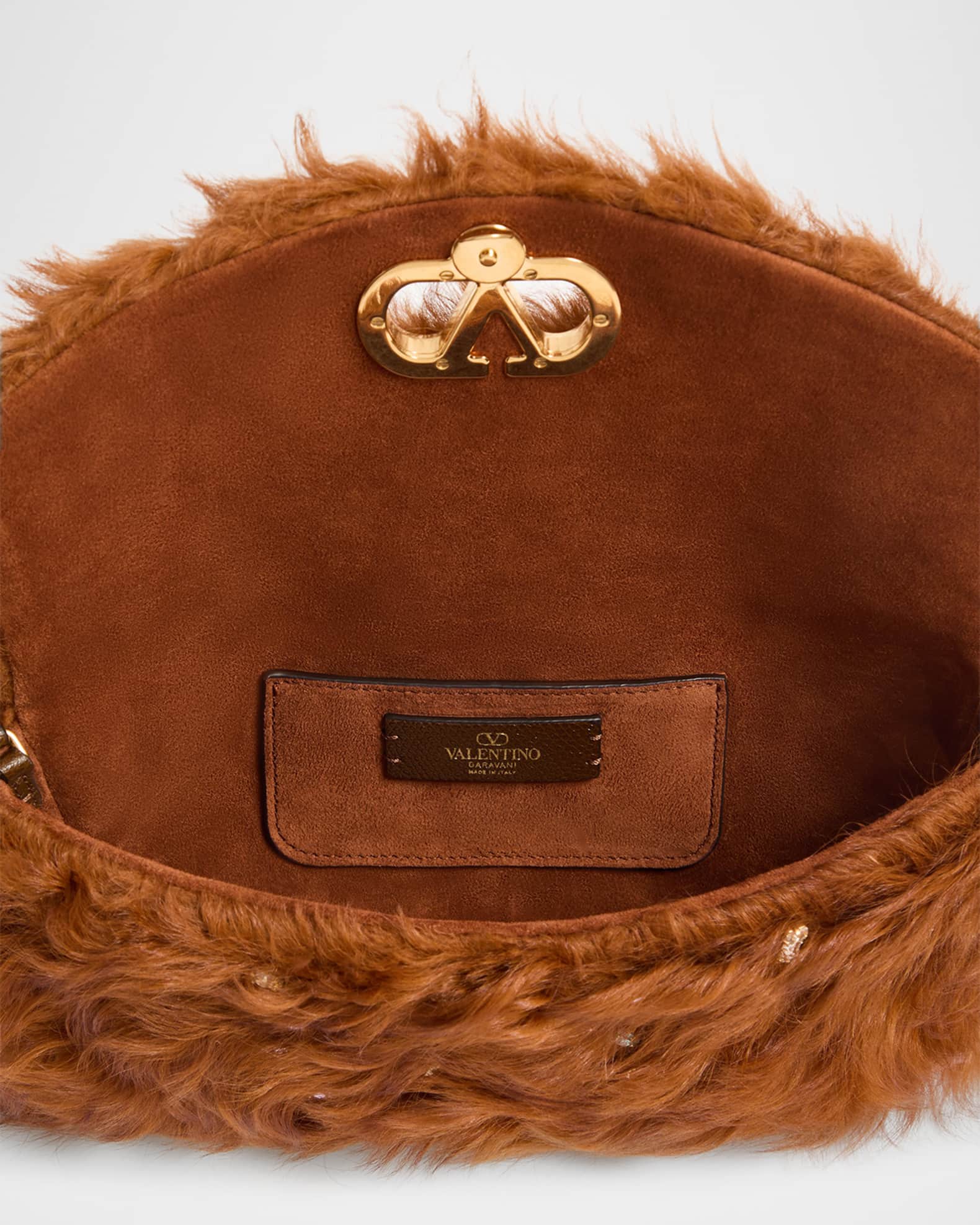 【VALENTINO】ファーショルダーバッグ Valentino Garavani Vain Strass Fuzzy Shearling Shoulder Bag