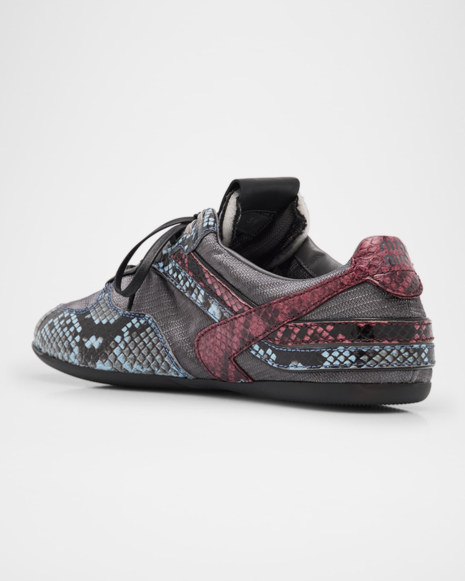 Gymnasium Technical Fabric and Python Low-Top Sneakers 1